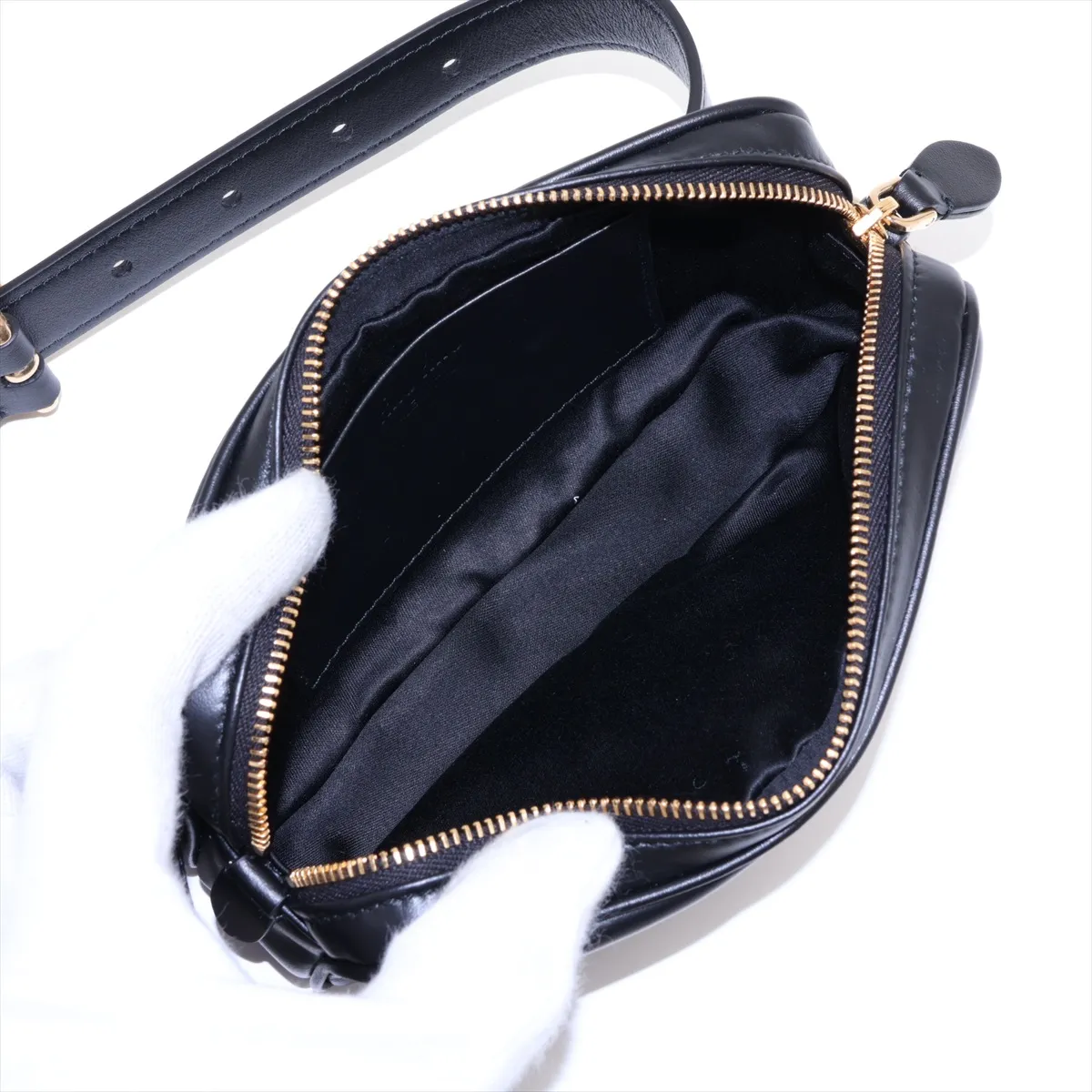 Leather Waist Pouch, Black, DNP104 — view 6