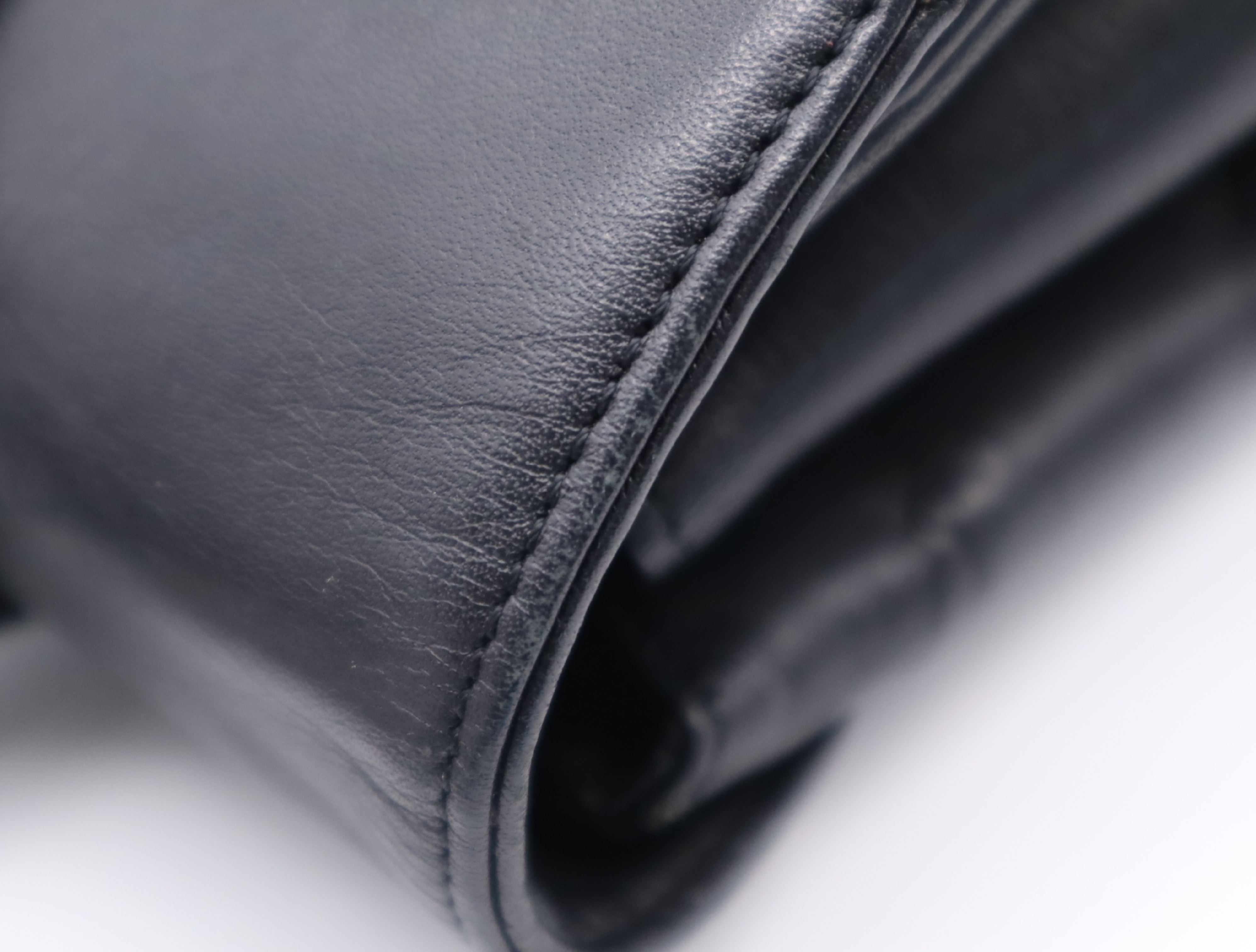 Leather Logo Shoulder Bag, Black with Gold Hardware — view 11