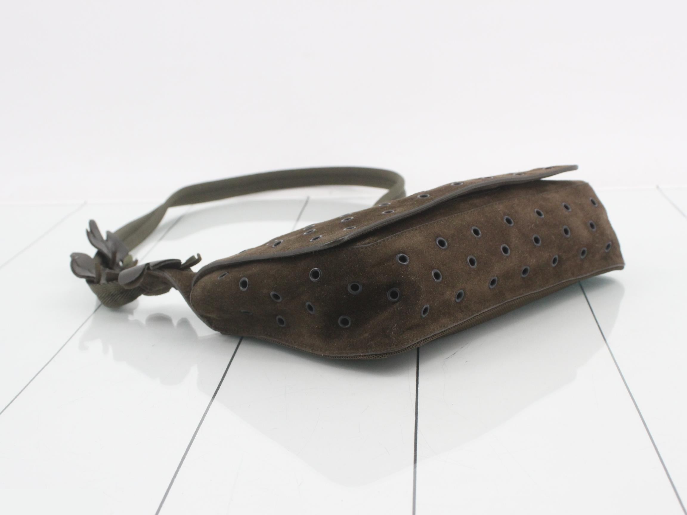 Perforated suede flower motif shoulder bag — view 5
