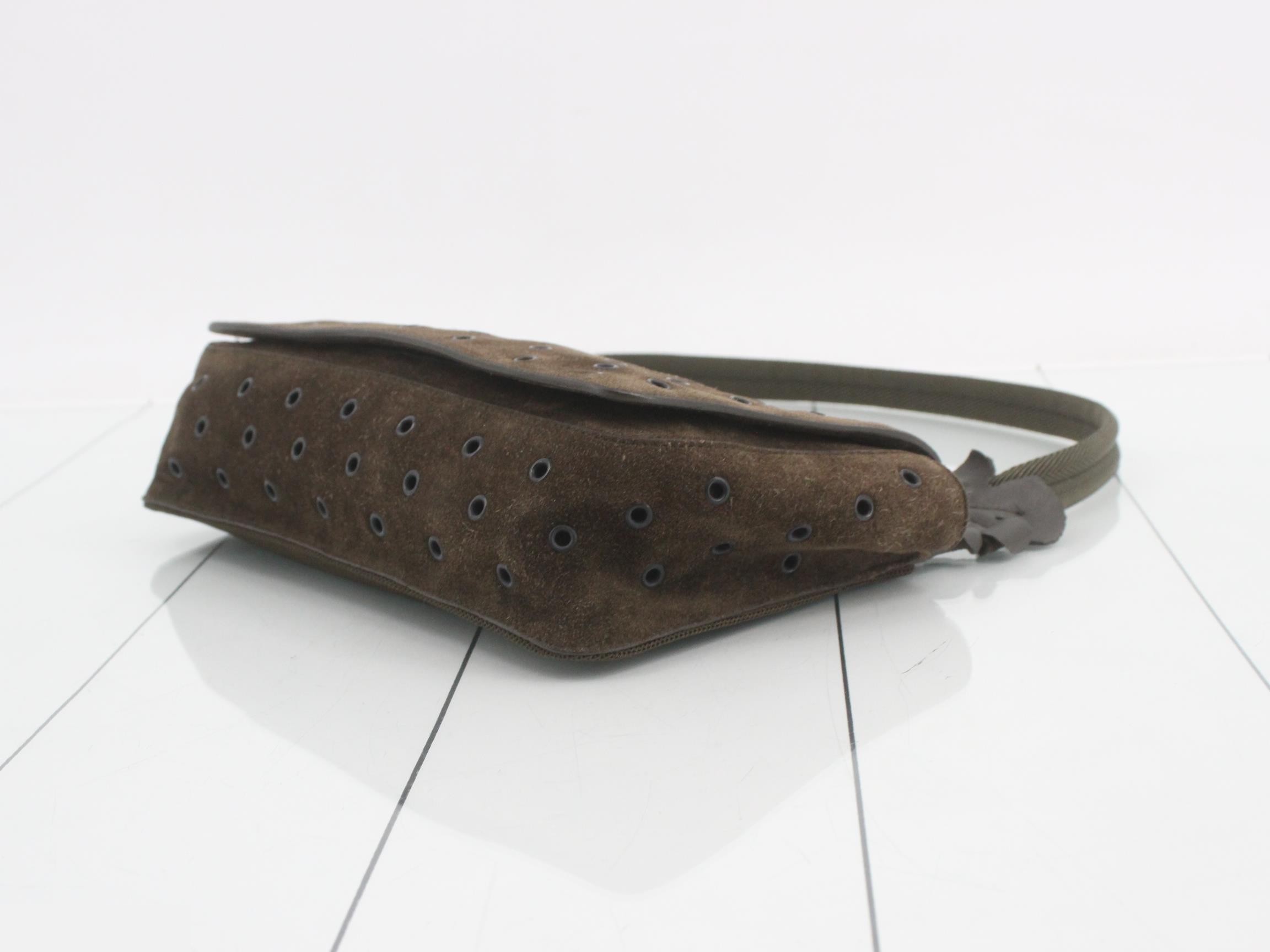 Perforated suede flower motif shoulder bag — view 6