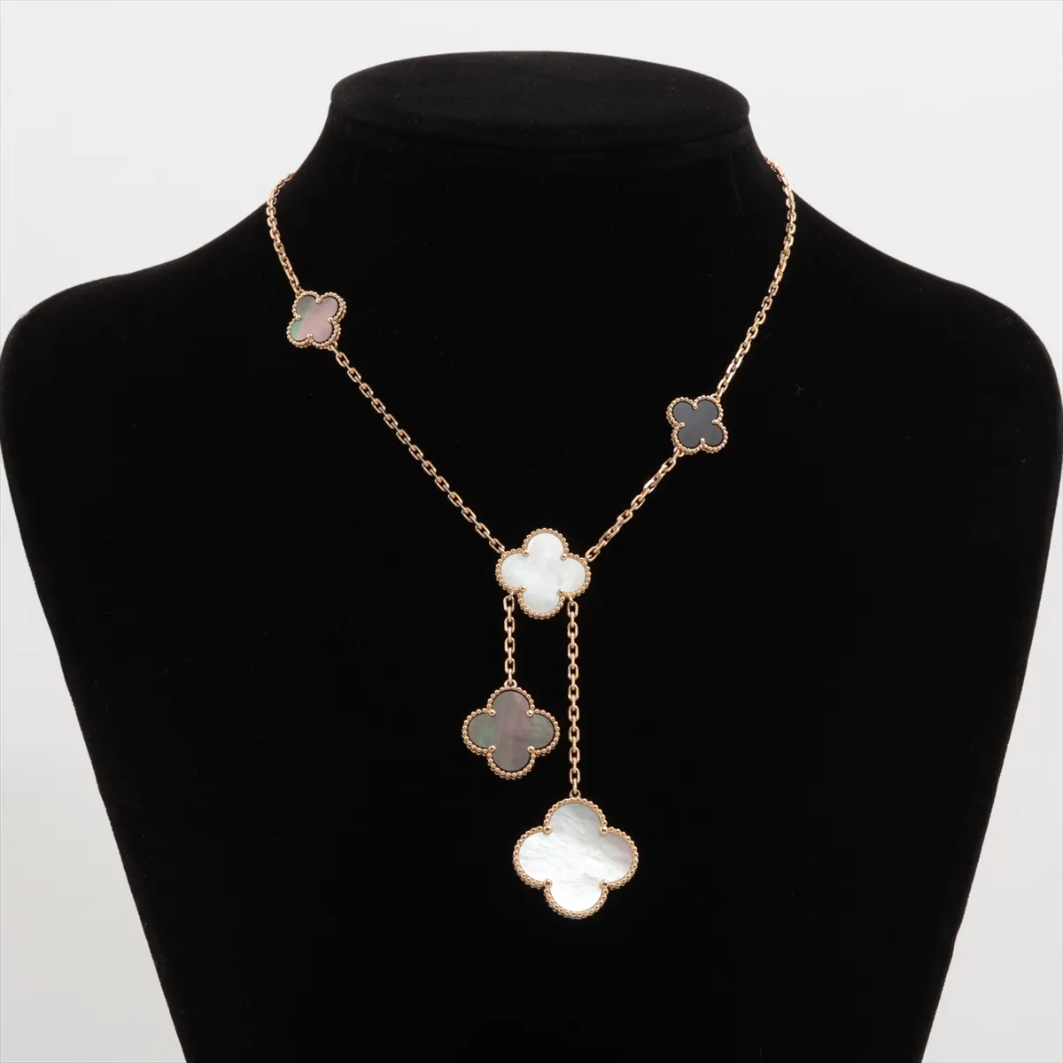 Magic Alhambra 6P Shell Onyx Necklace 750 (Yellow Gold) 26.4g JP585798 (Small chips on stones, — view 6