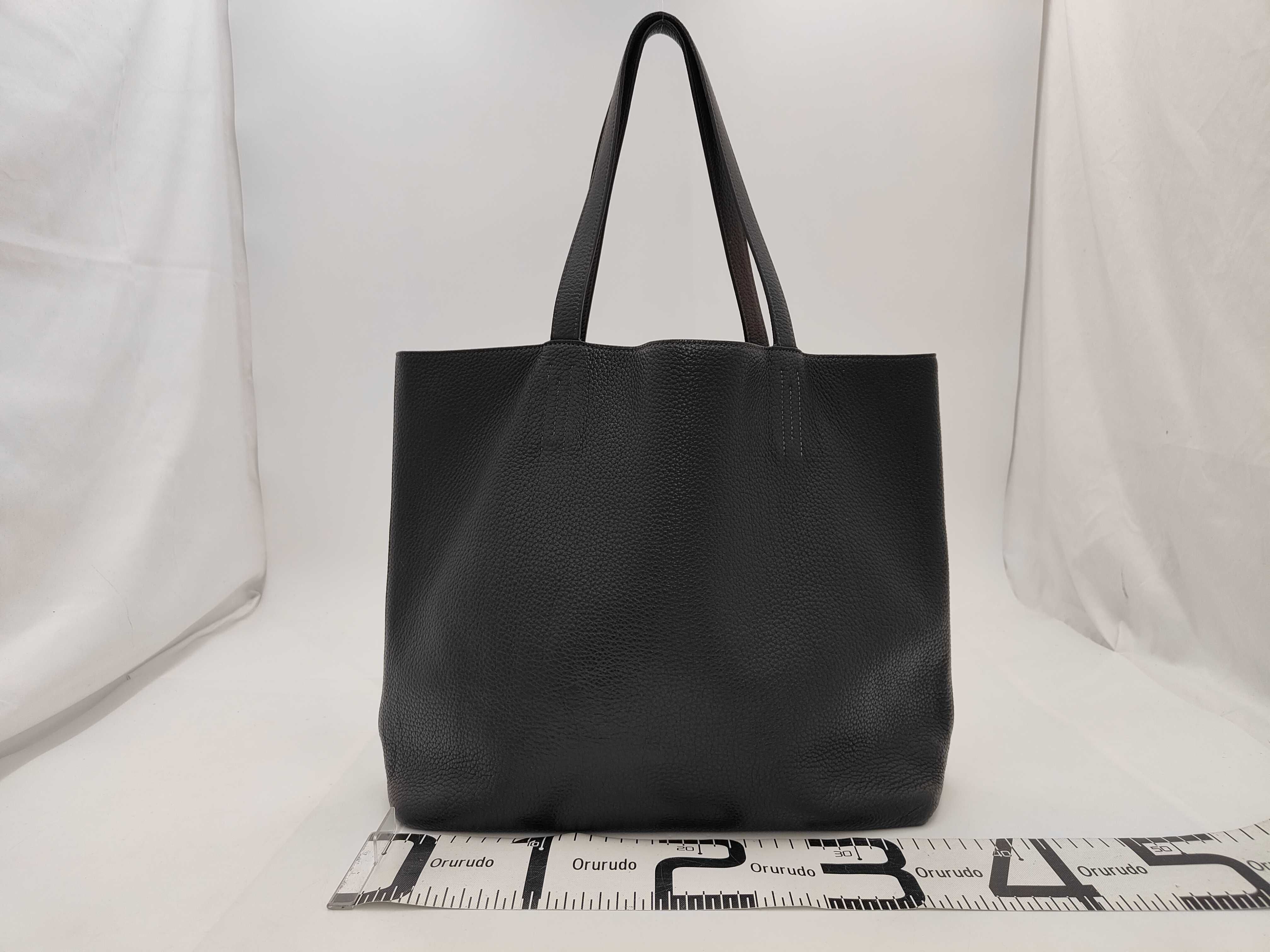 Double Sens 45 Tote Bag, Taurillon Clemence Leather, Black x Brown — view 2