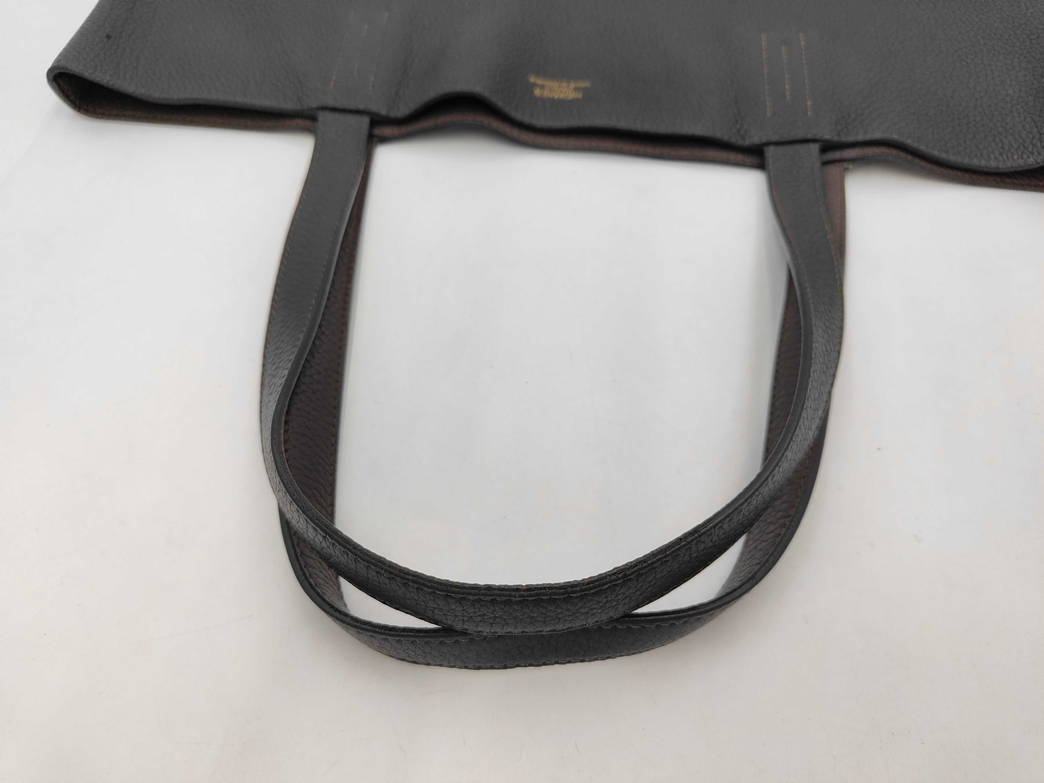 Double Sens 45 Tote Bag, Taurillon Clemence Leather, Black x Brown — view 6