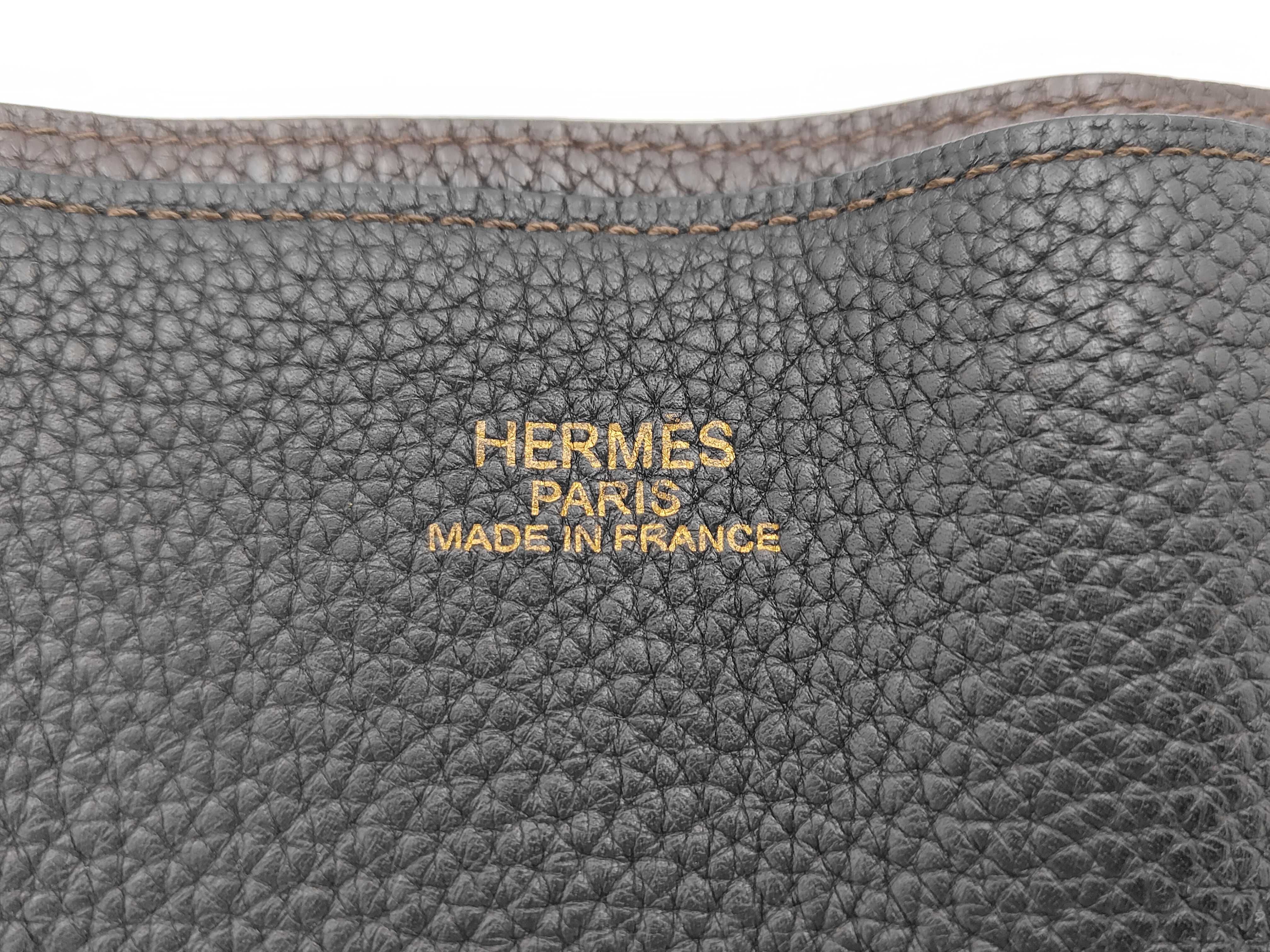 Double Sens 45 Tote Bag, Taurillon Clemence Leather, Black x Brown — view 7