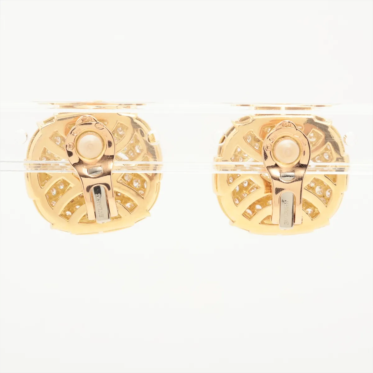 diamond earrings 750 (YG x PG) Total 34.7g Hole Hallmark — view 2