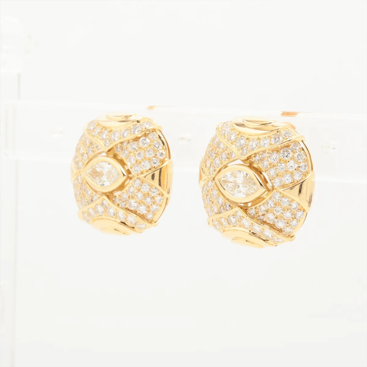 diamond earrings 750 (YG x PG) Total 34.7g Hole Hallmark — view 3