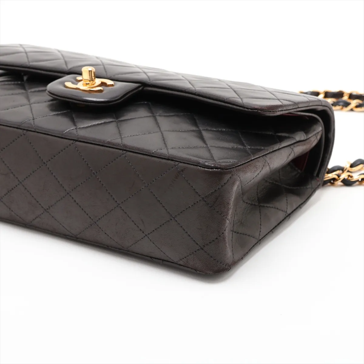 [Individually packaged] Chanel Matelassé 25 Lambskin Double Flap Double Chain Bag, Black with Gold Hardware, 4977528, Series 4, A01112 — view 3