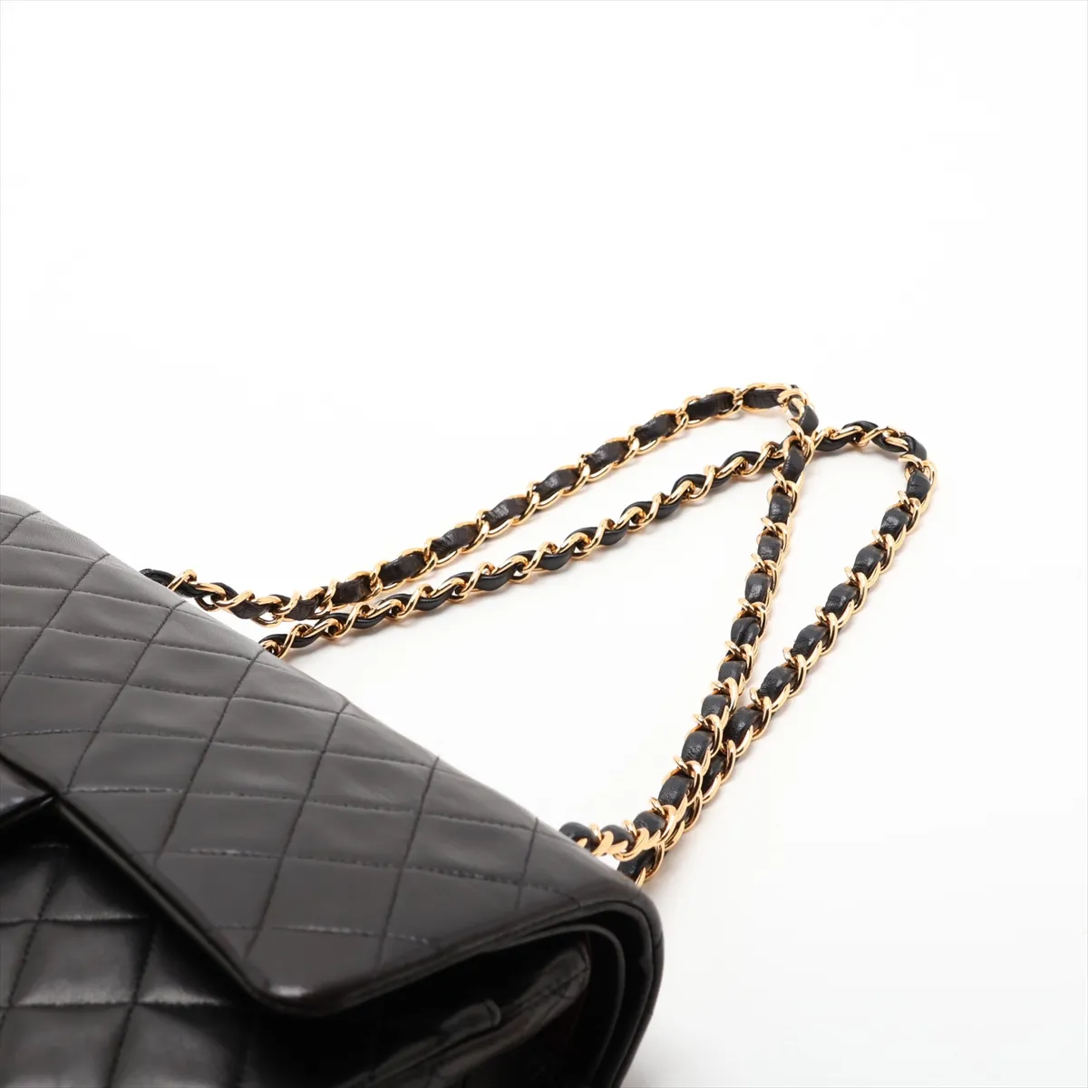 [Individually packaged] Chanel Matelassé 25 Lambskin Double Flap Double Chain Bag, Black with Gold Hardware, 4977528, Series 4, A01112 — view 5