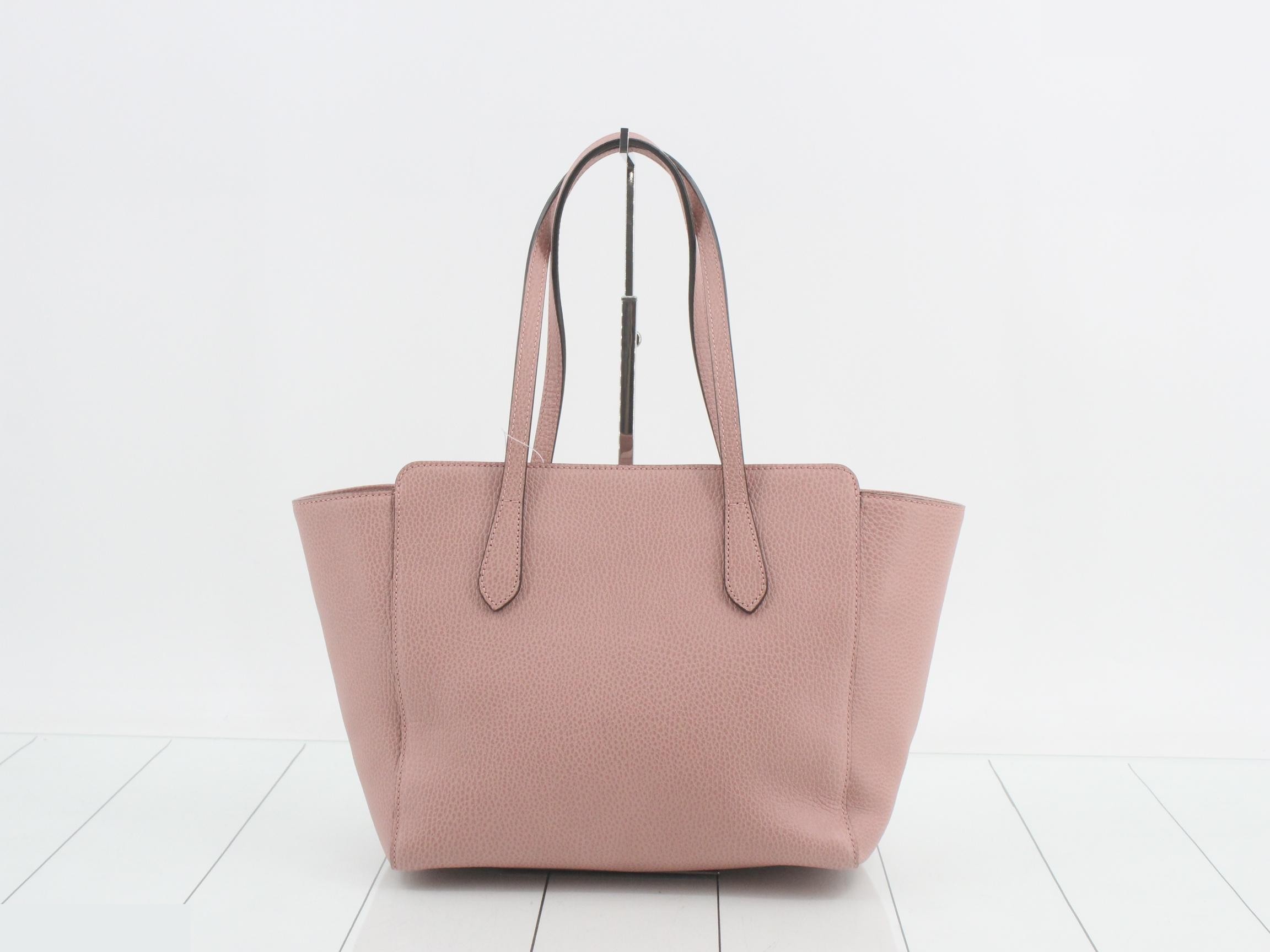 Swing Leather Tote Bag (Pink) — view 2