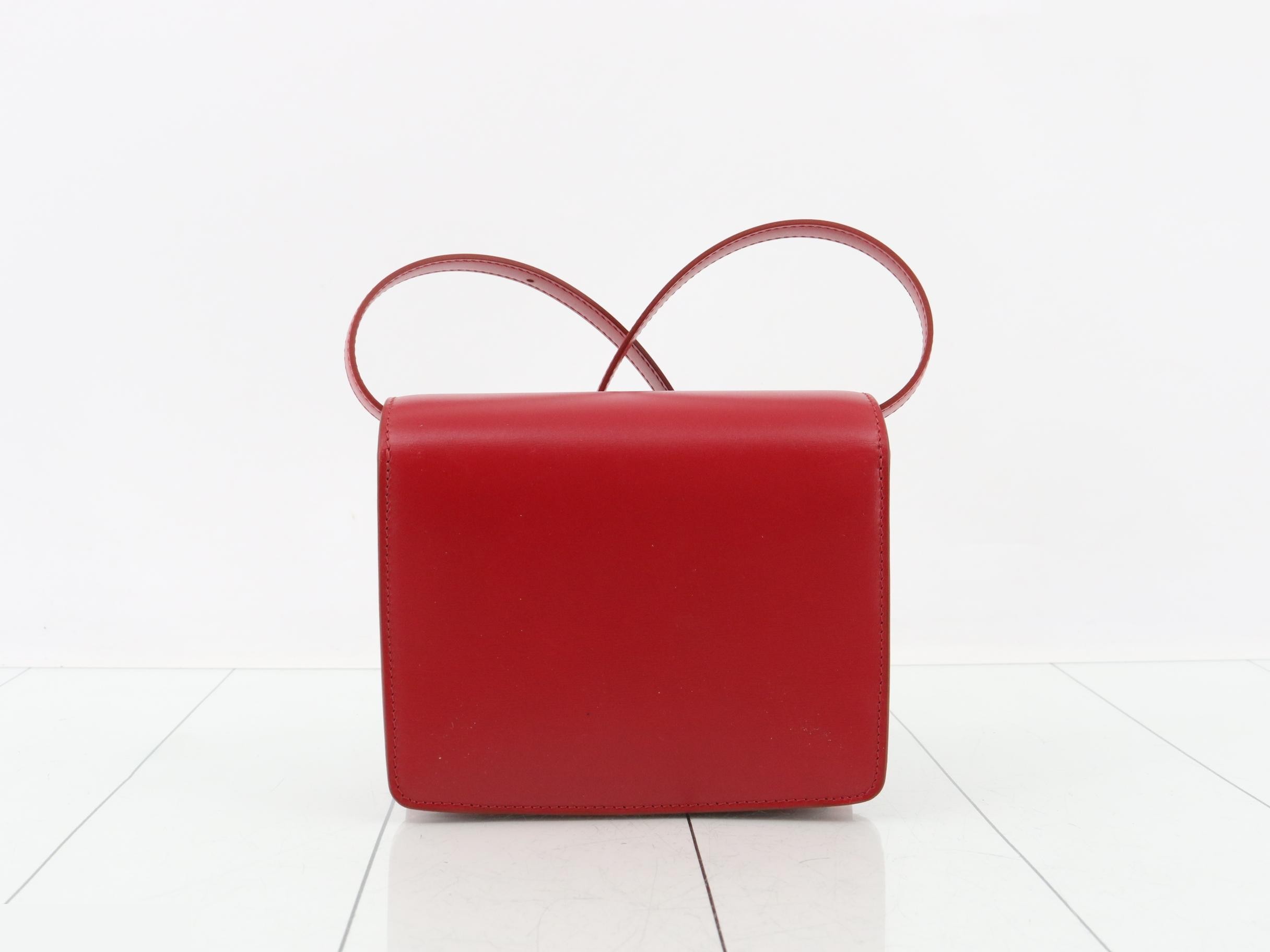 Classic Box Calf Leather Shoulder Bag, Red — view 2