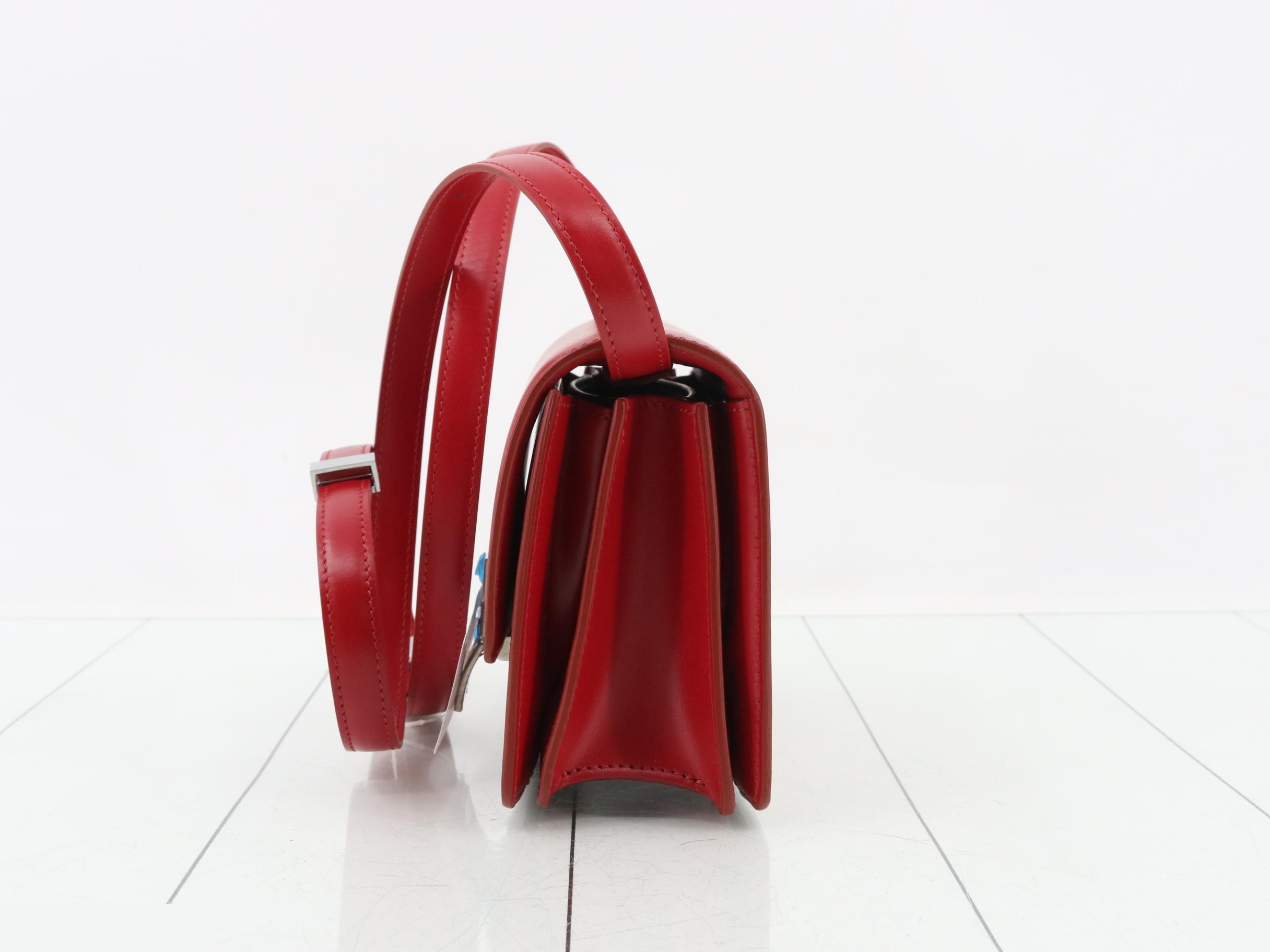 Classic Box Calf Leather Shoulder Bag, Red — view 3