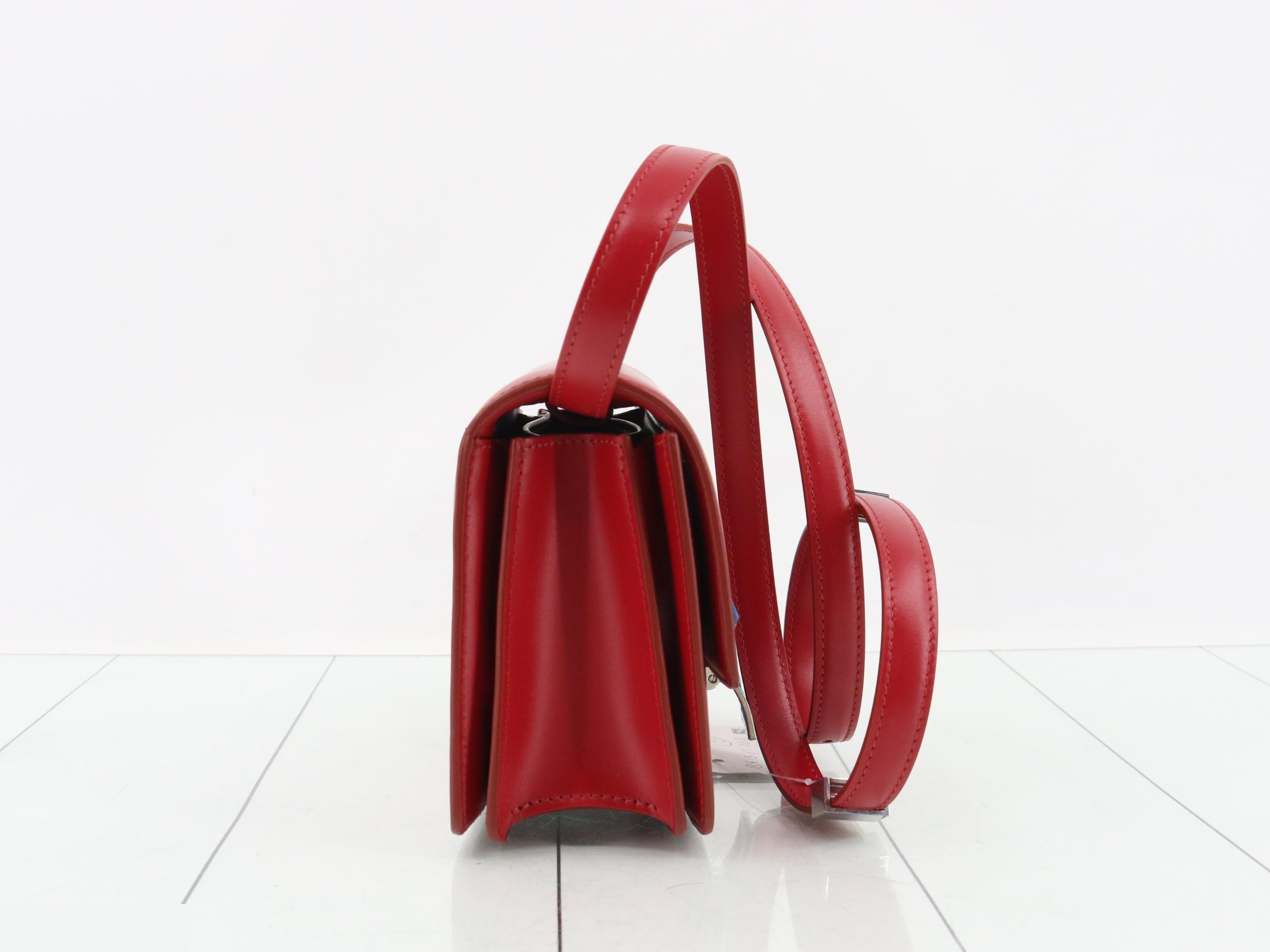 Classic Box Calf Leather Shoulder Bag, Red — view 4