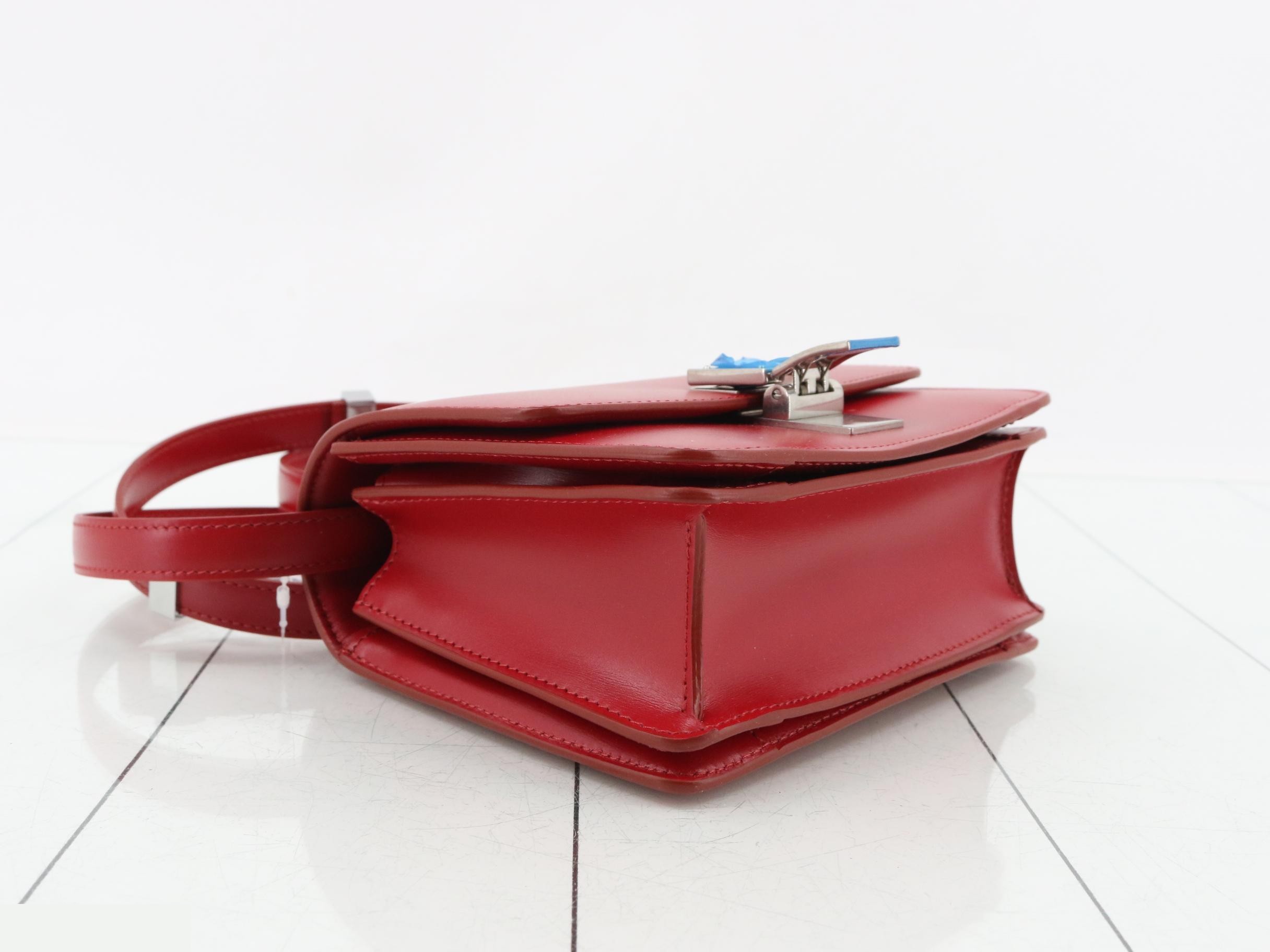 Classic Box Calf Leather Shoulder Bag, Red — view 5