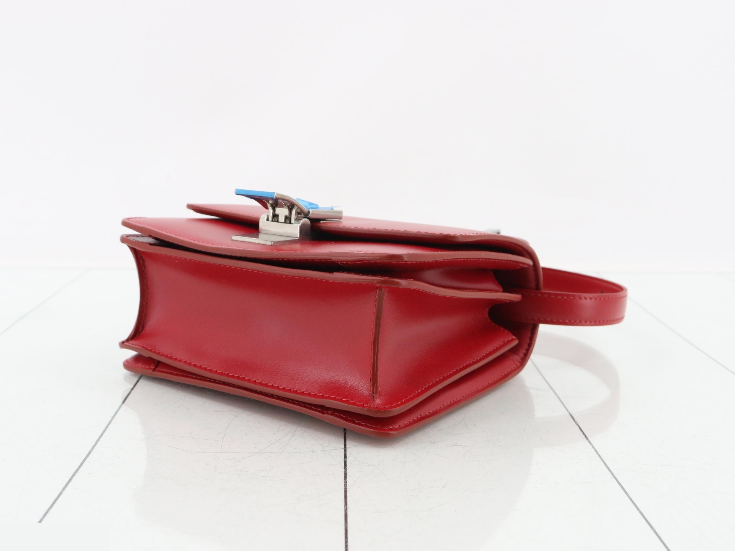 Classic Box Calf Leather Shoulder Bag, Red — view 6