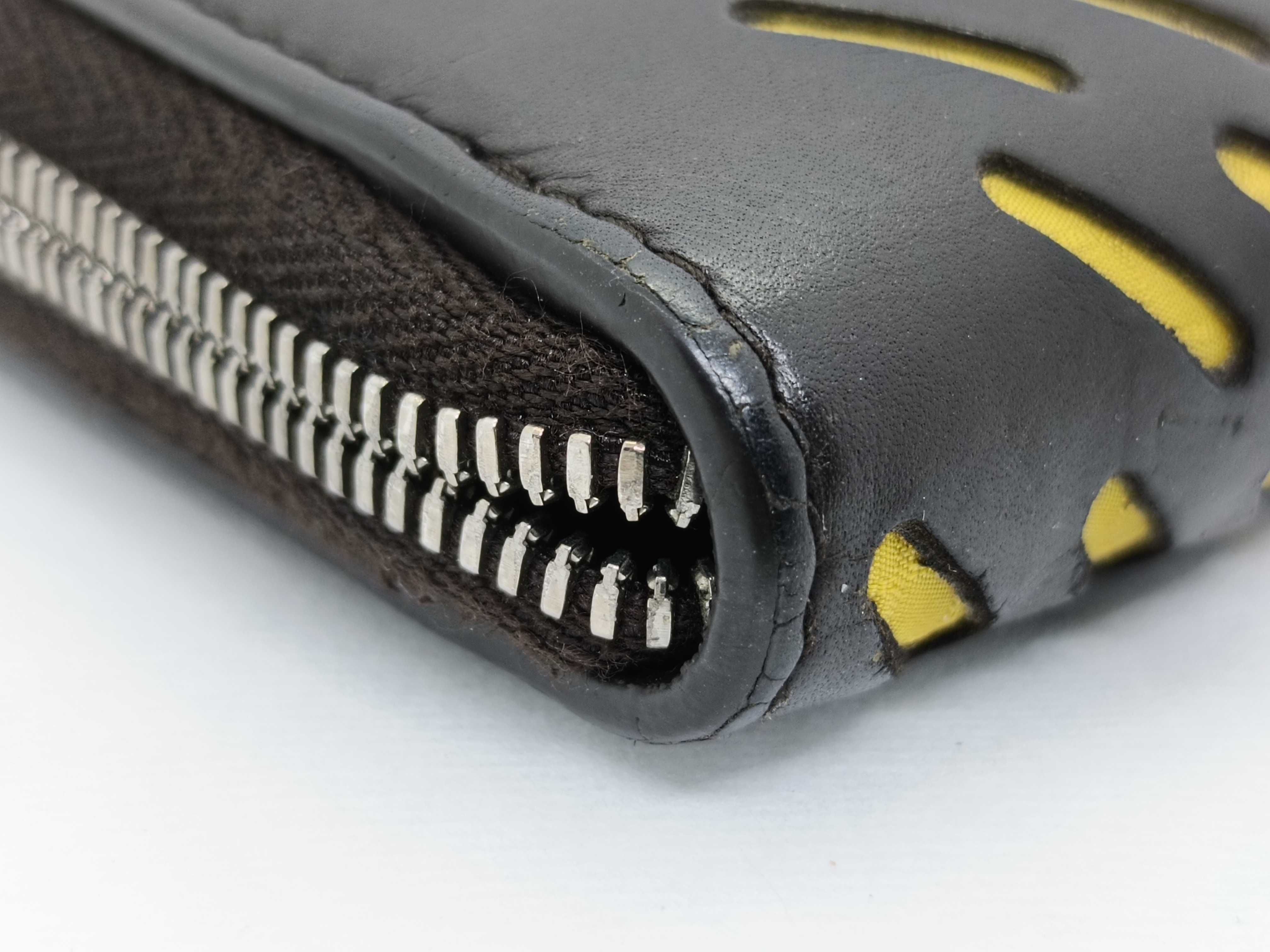 Round Zipper Leather Long Wallet Perforated Yellow Wallet — view 5