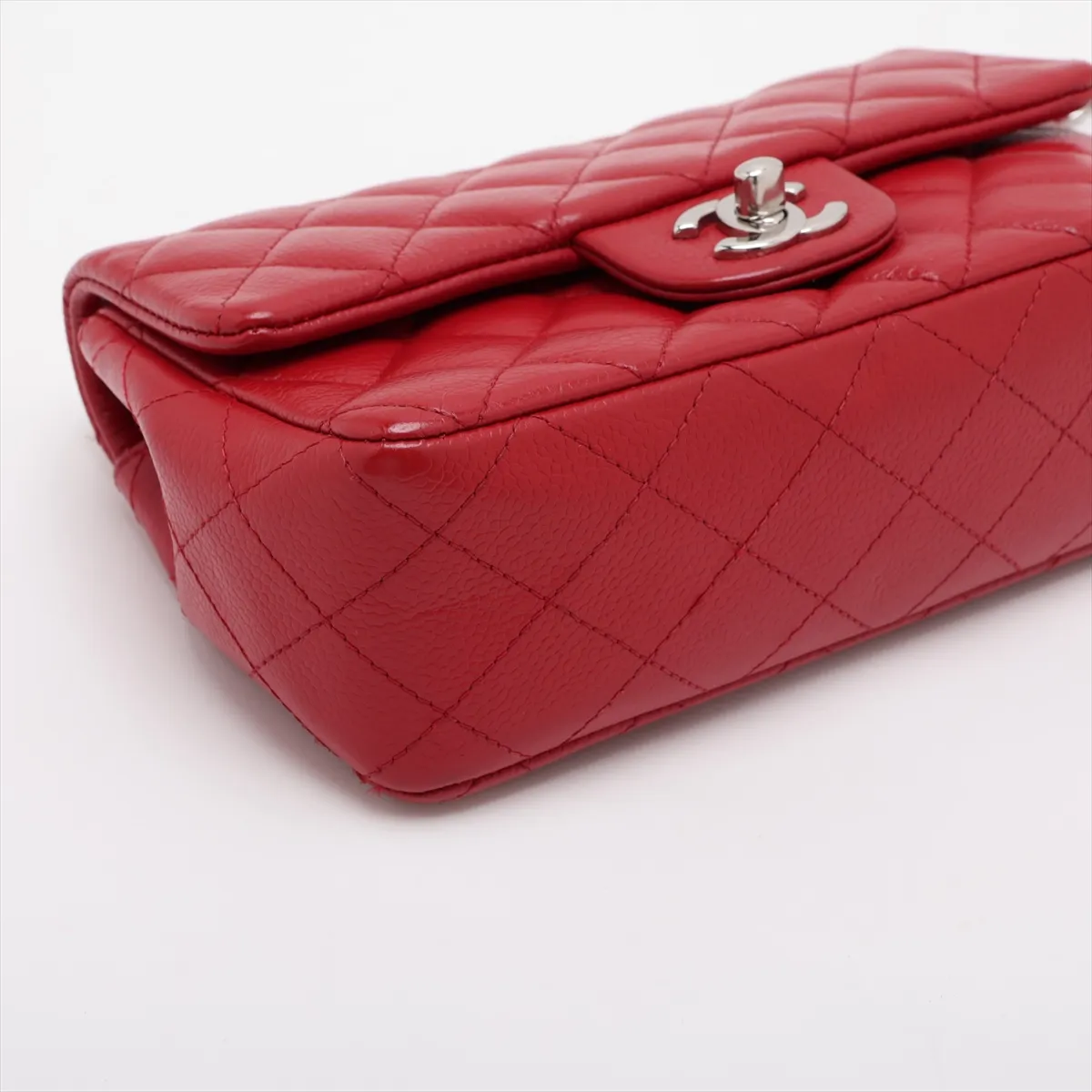 Mini Matelassé 20 Caviar Skin Single Flap Single Chain Bag, Red, Silver Hardware, 19776600, Serial Number 19-series, A69900 — view 4