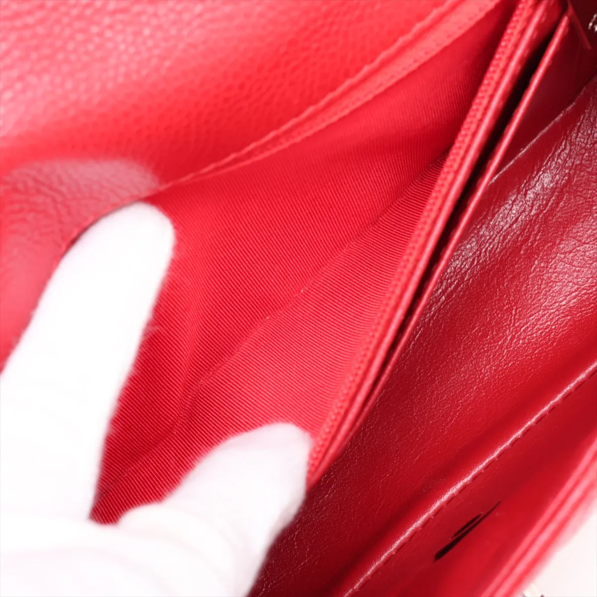 Mini Matelassé 20 Caviar Skin Single Flap Single Chain Bag, Red, Silver Hardware, 19776600, Serial Number 19-series, A69900 — view 7