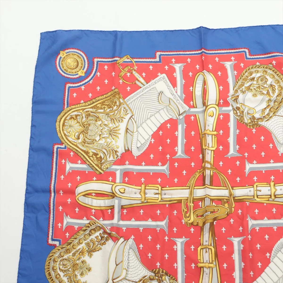 Carre 90 SELLES A HOUSSE scarf, silk, blue, with — view 2