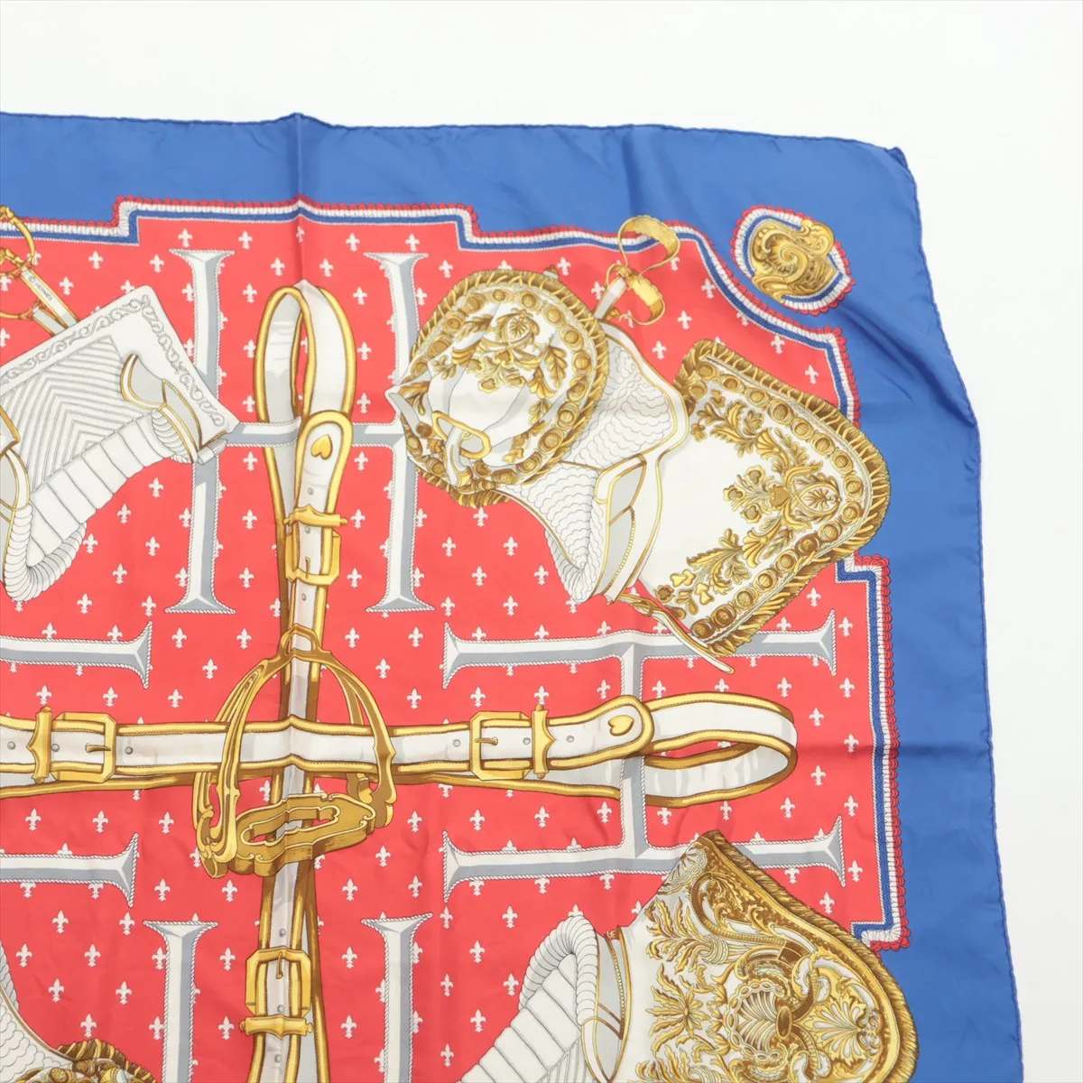 Carre 90 SELLES A HOUSSE scarf, silk, blue, with — view 3