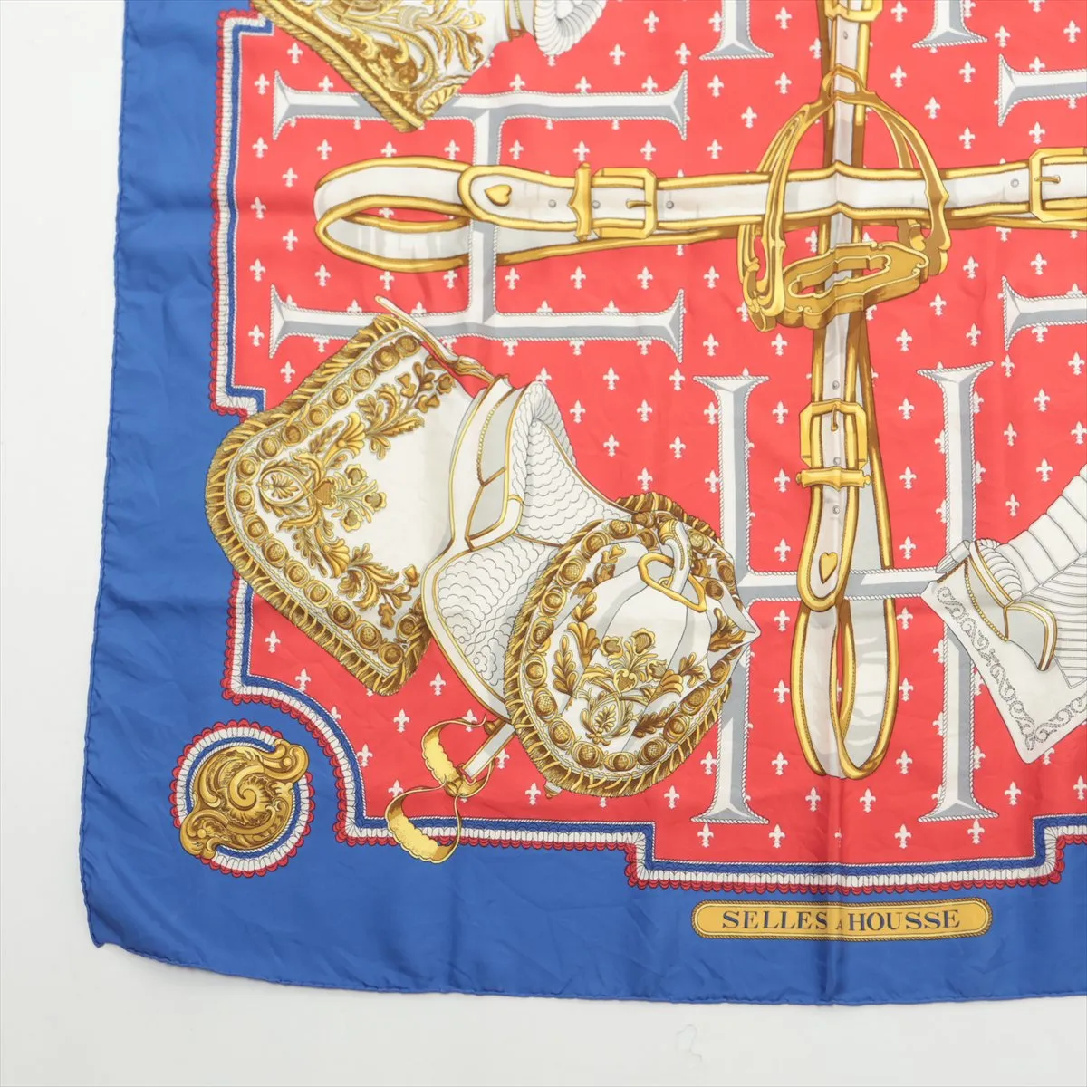 Carre 90 SELLES A HOUSSE scarf, silk, blue, with — view 5