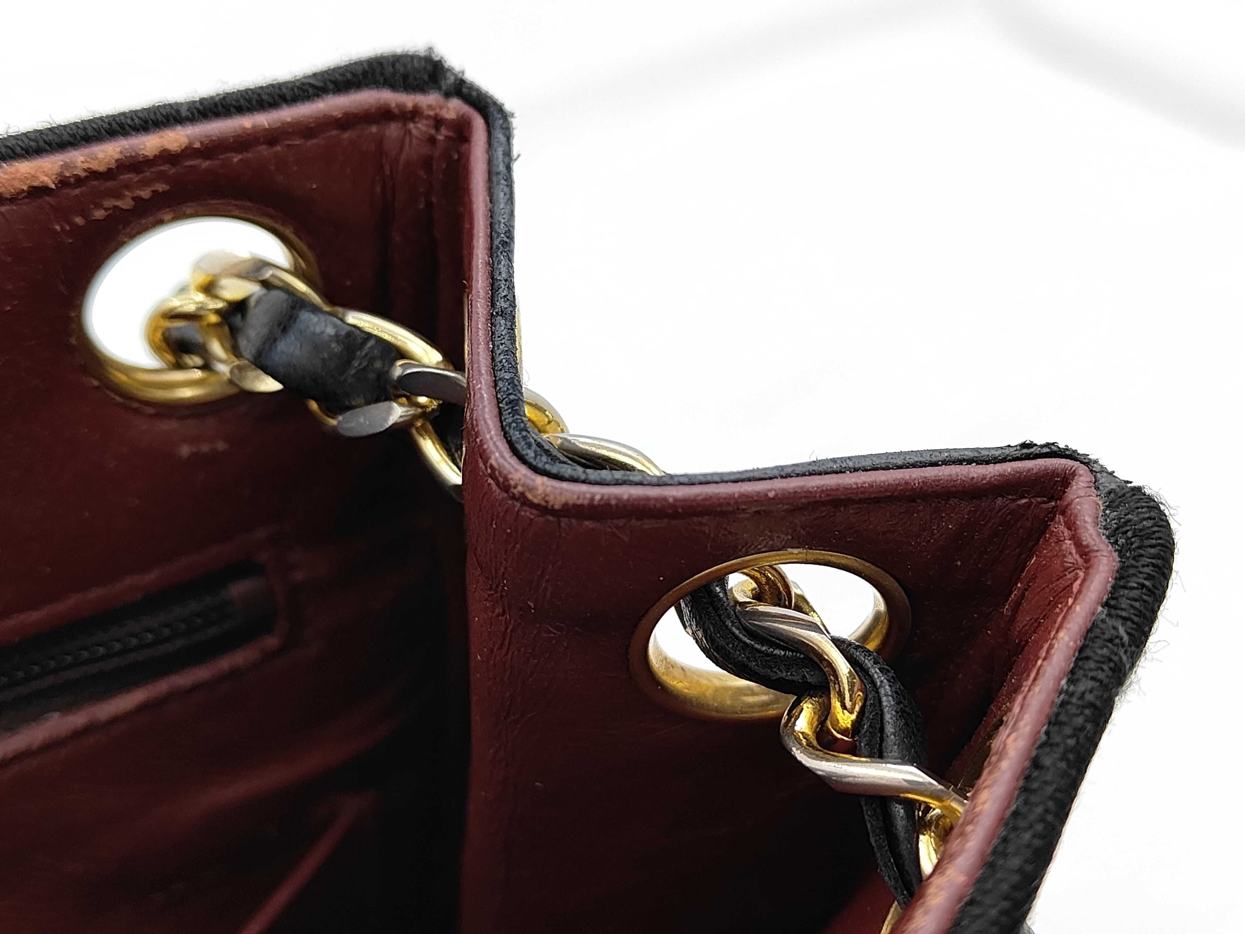 Matelassé Cotton Chain Shoulder Bag, Push Lock, Black with Gold Hardware, 0856550 (Serial Number 0-series) — view 8