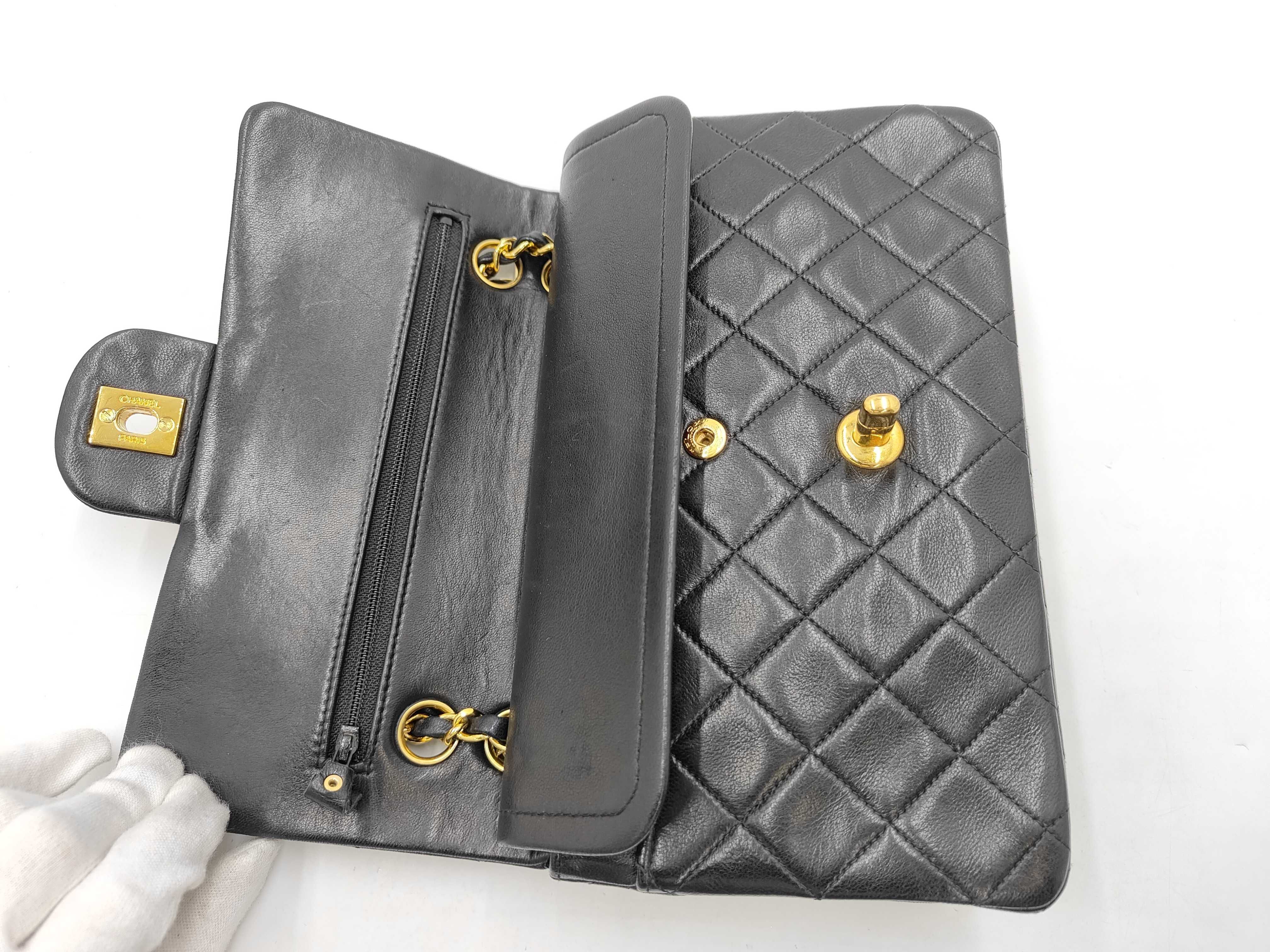 Matelassé 23 Lambskin Black Double Flap Chain Shoulder Bag (with seal) — view 13