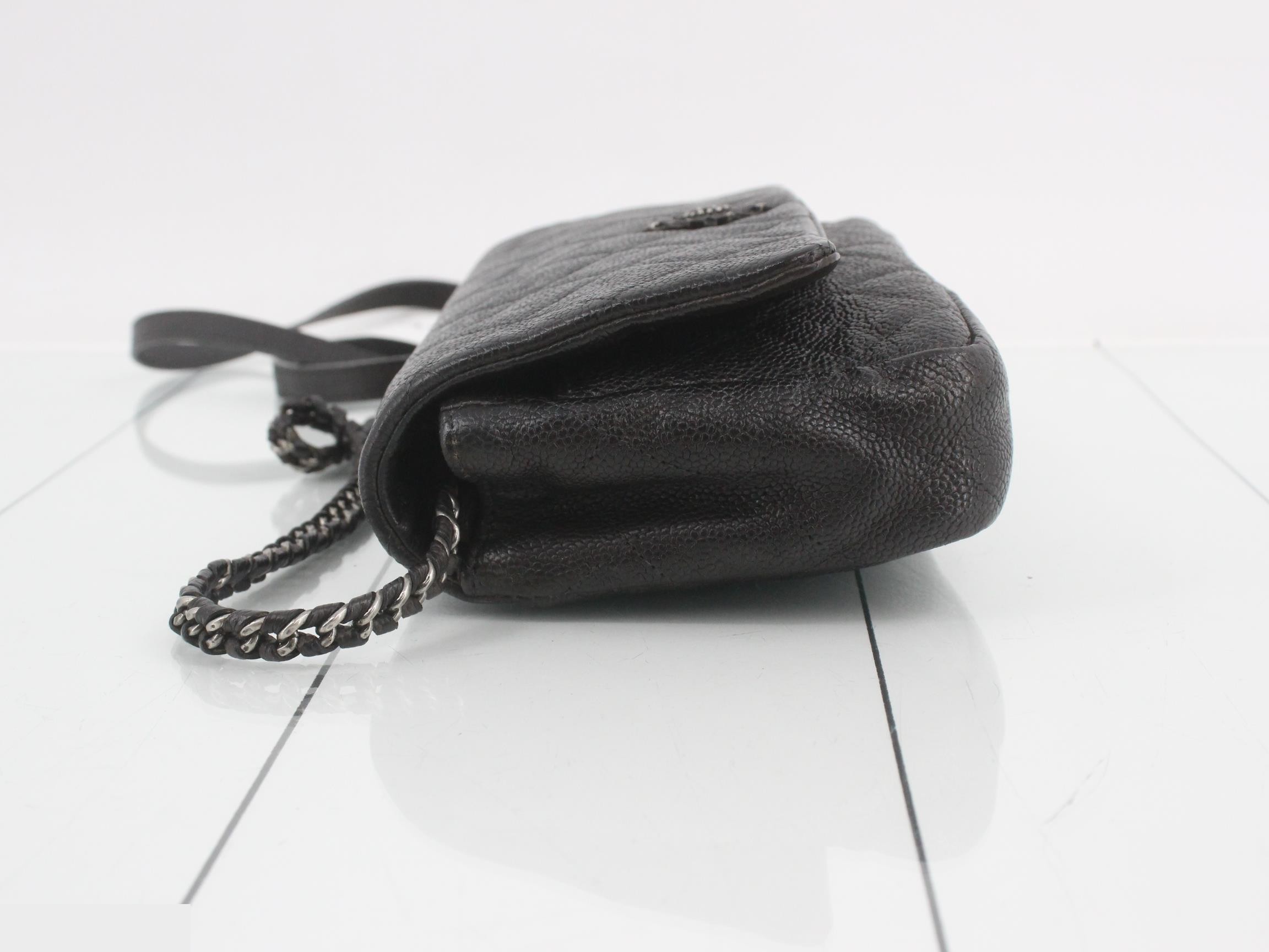 Matelassé Soft Caviar Chain Shoulder Bag, No. 21, Black — view 4