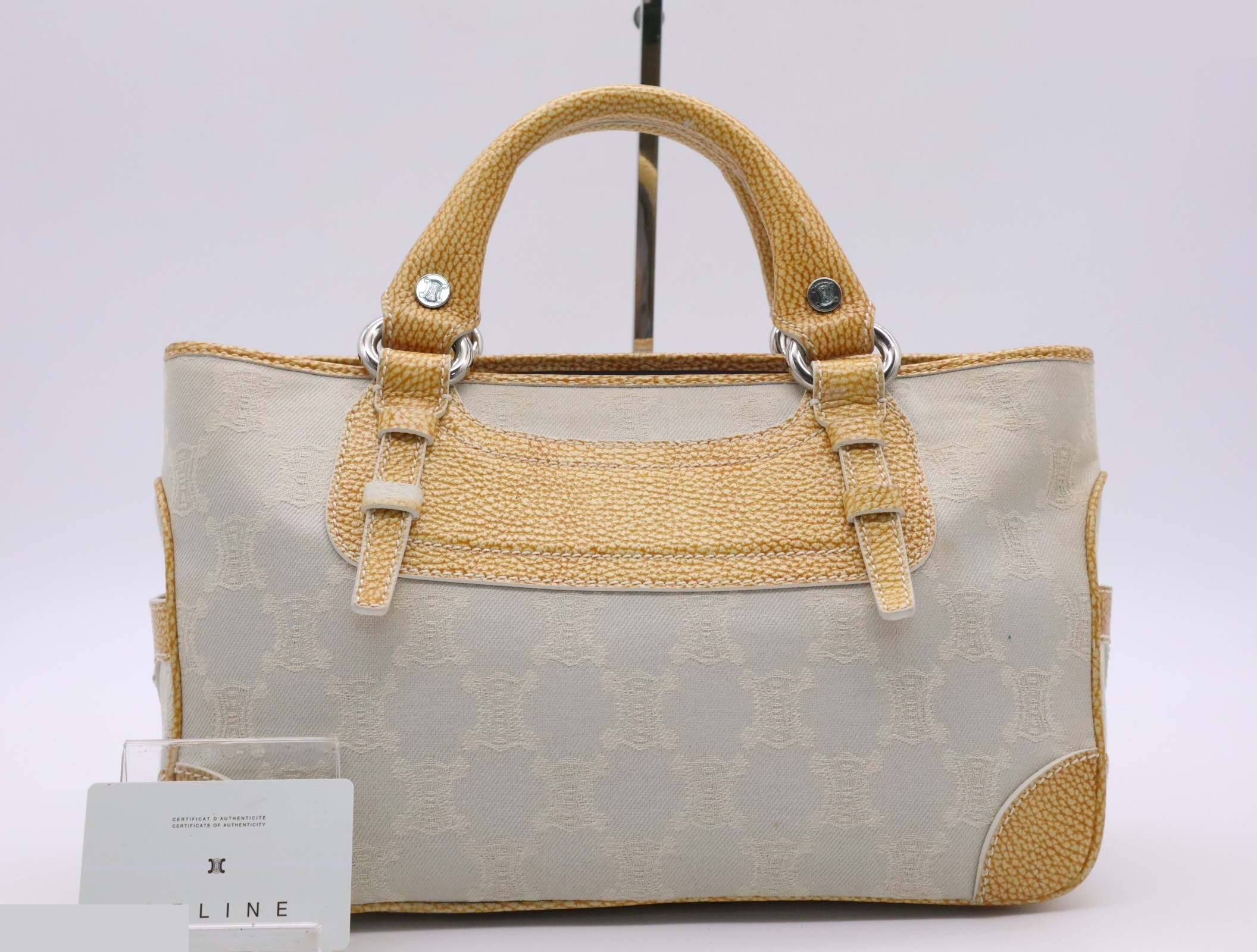 Canvas/Leather Macadam Boogie Bag - Off-White/Yellow - Card Included