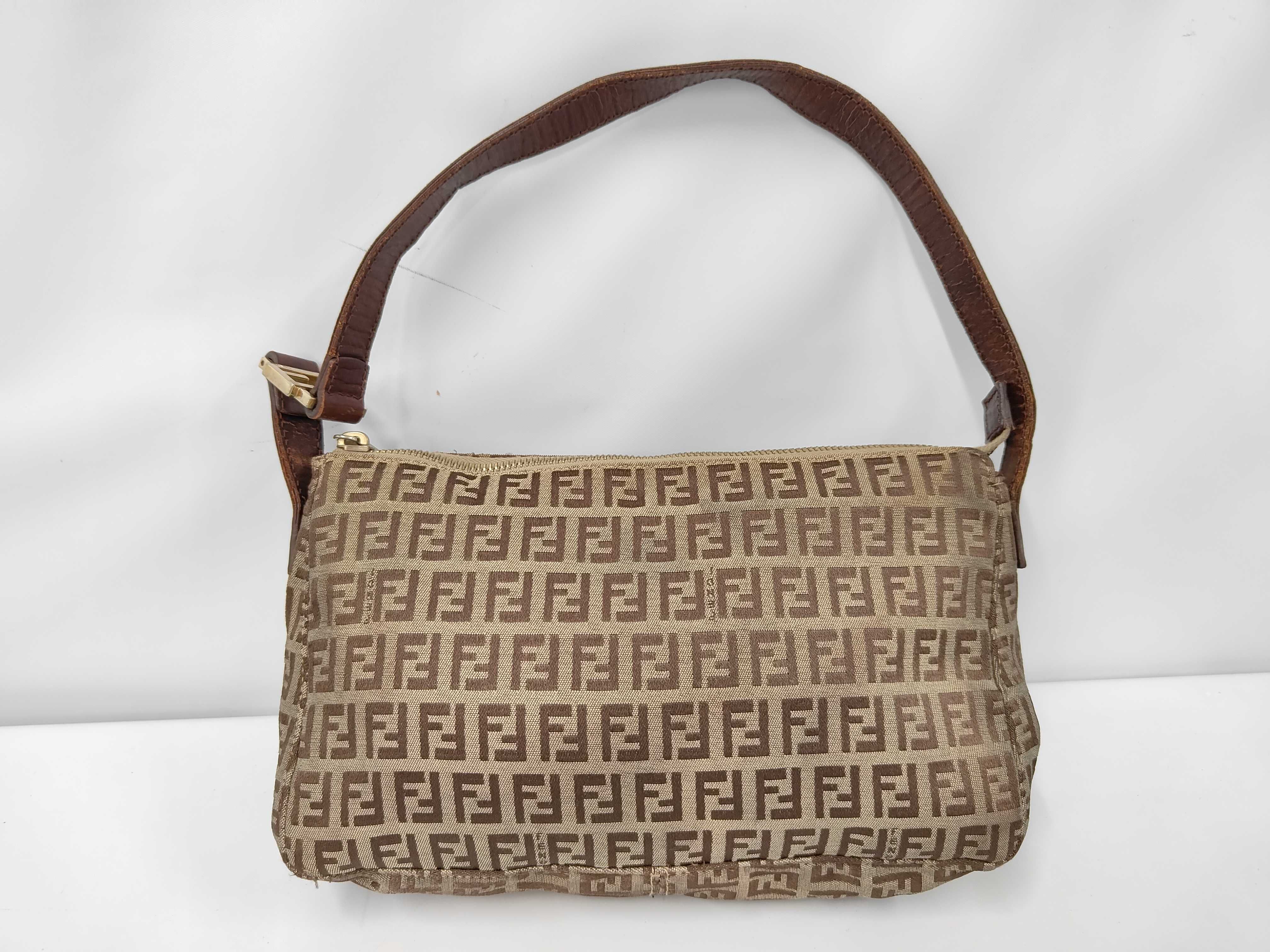 One-Shoulder Bag, Canvas, Brown, Zucchino Pattern