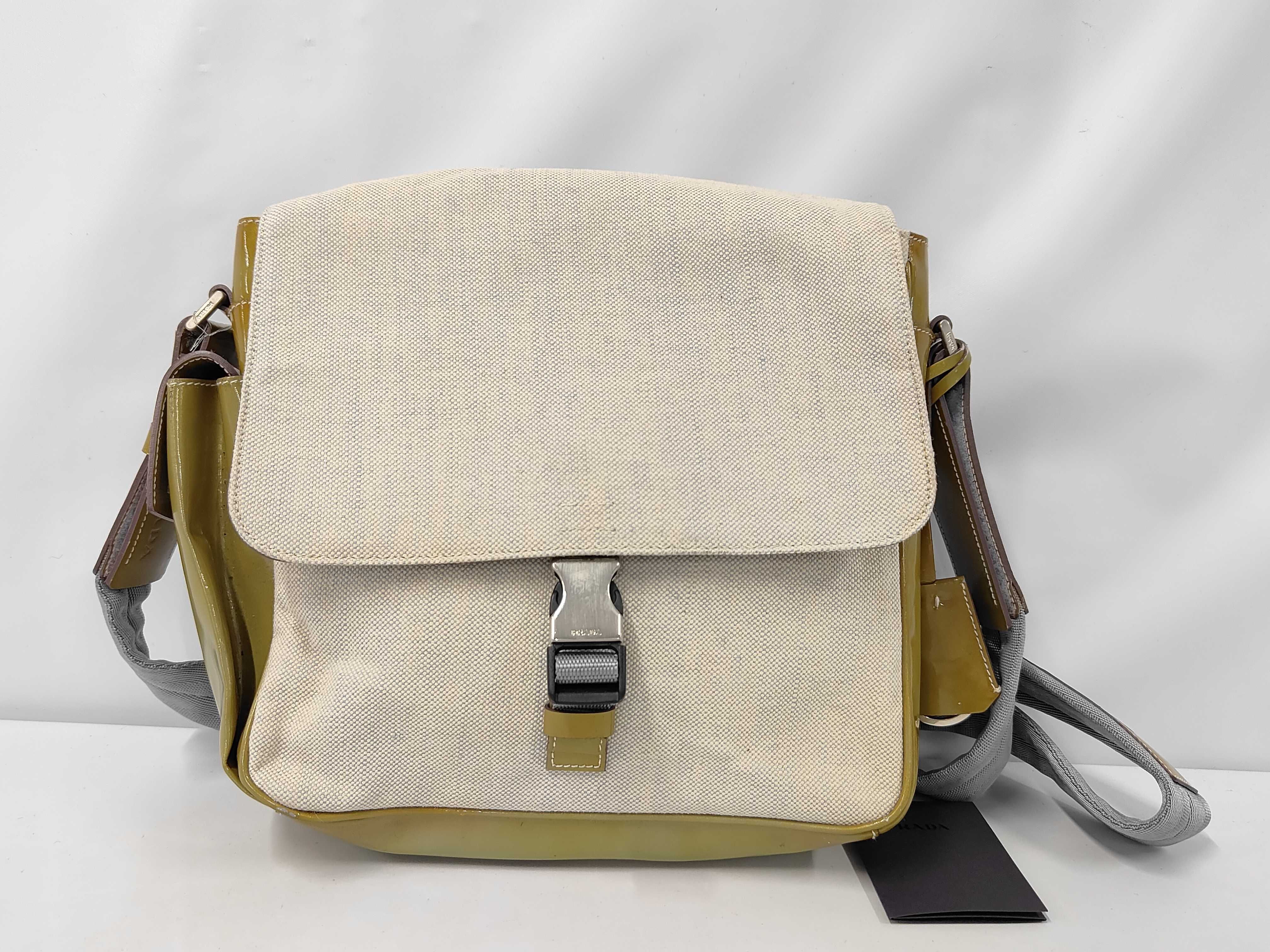 Archive Prada Shoulder Bag Canvas Patent Shoulder Bag