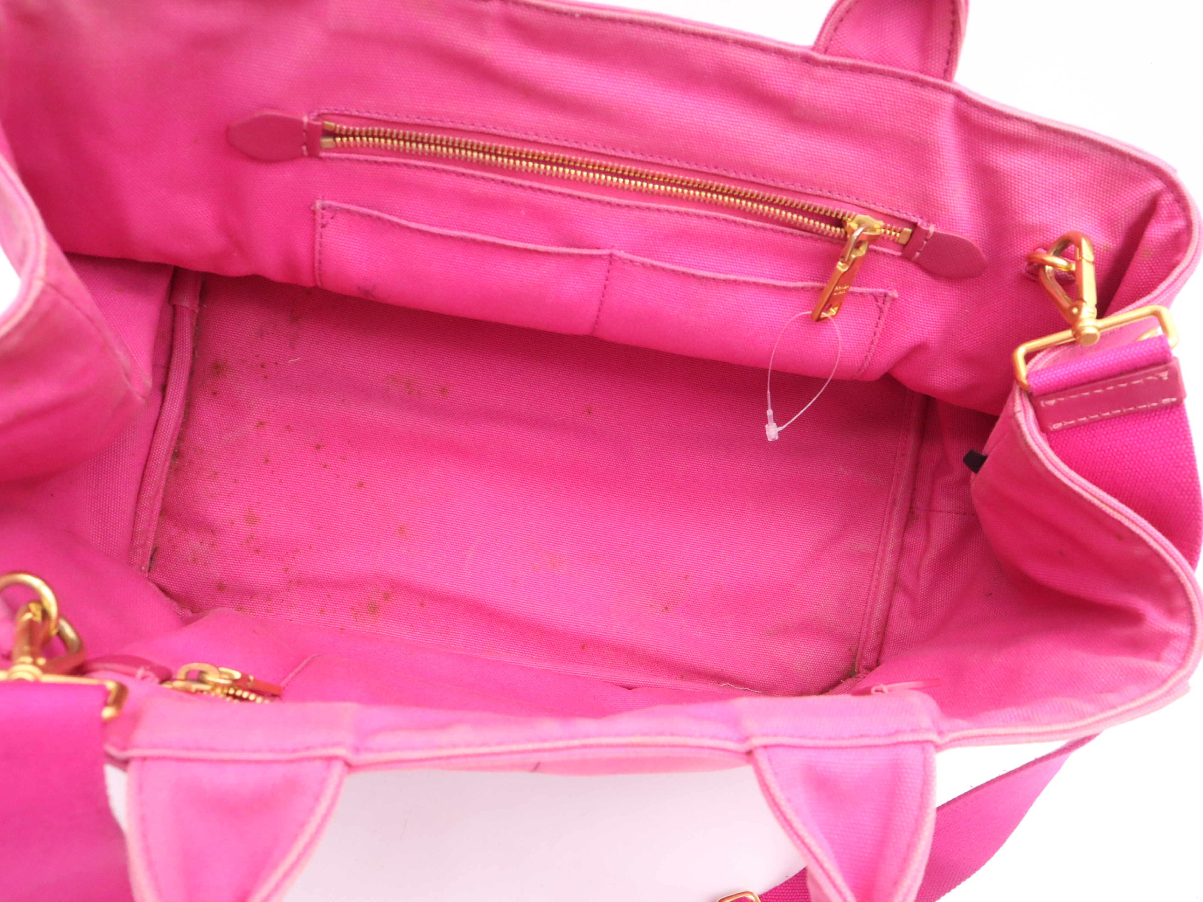 Denim Canapa Bijou Studded 2-Way Tote Bag, Pink, Gold Hardware, with Shoulder Strap, Handbag — view 12
