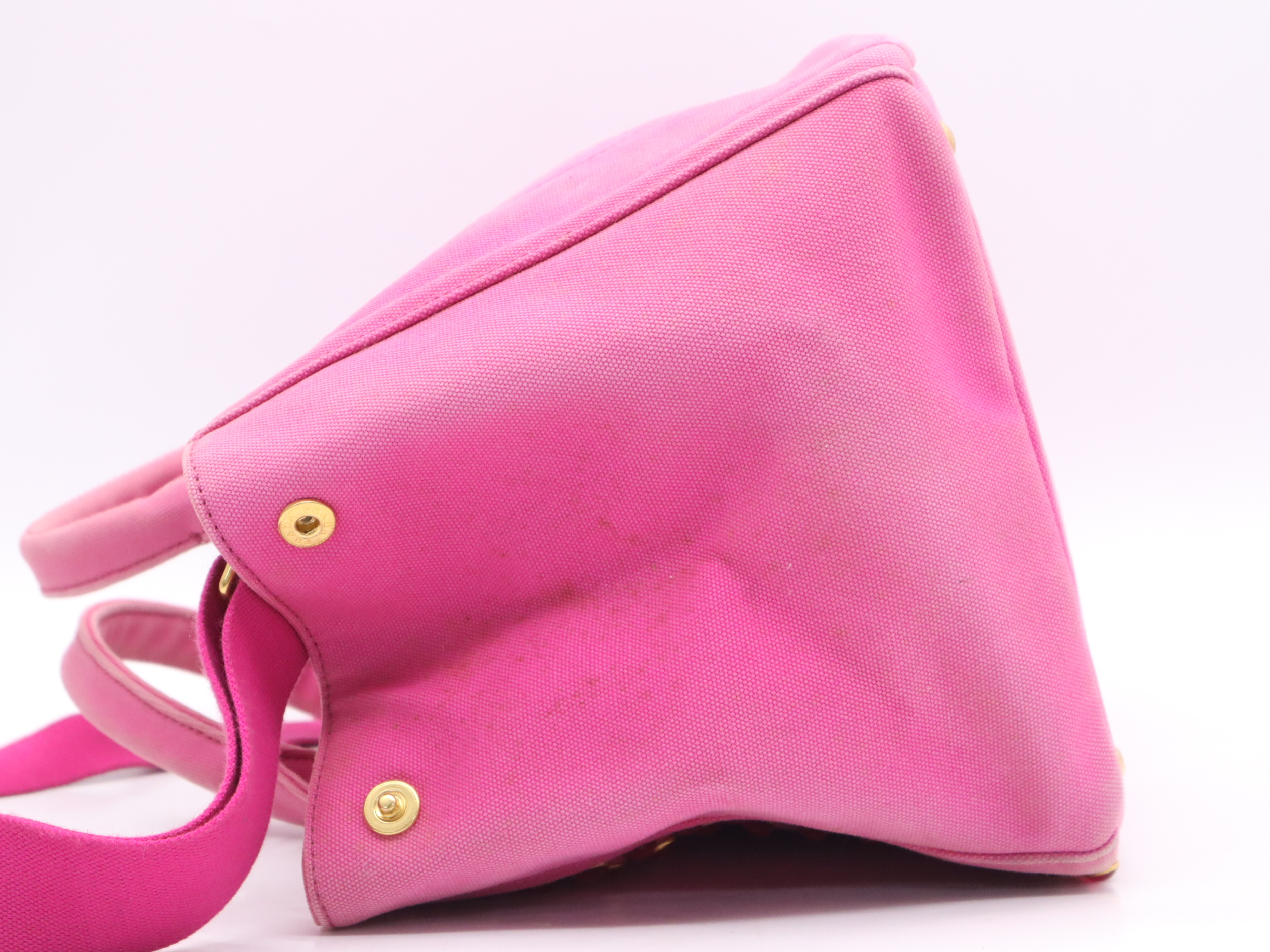 Denim Canapa Bijou Studded 2-Way Tote Bag, Pink, Gold Hardware, with Shoulder Strap, Handbag — view 3