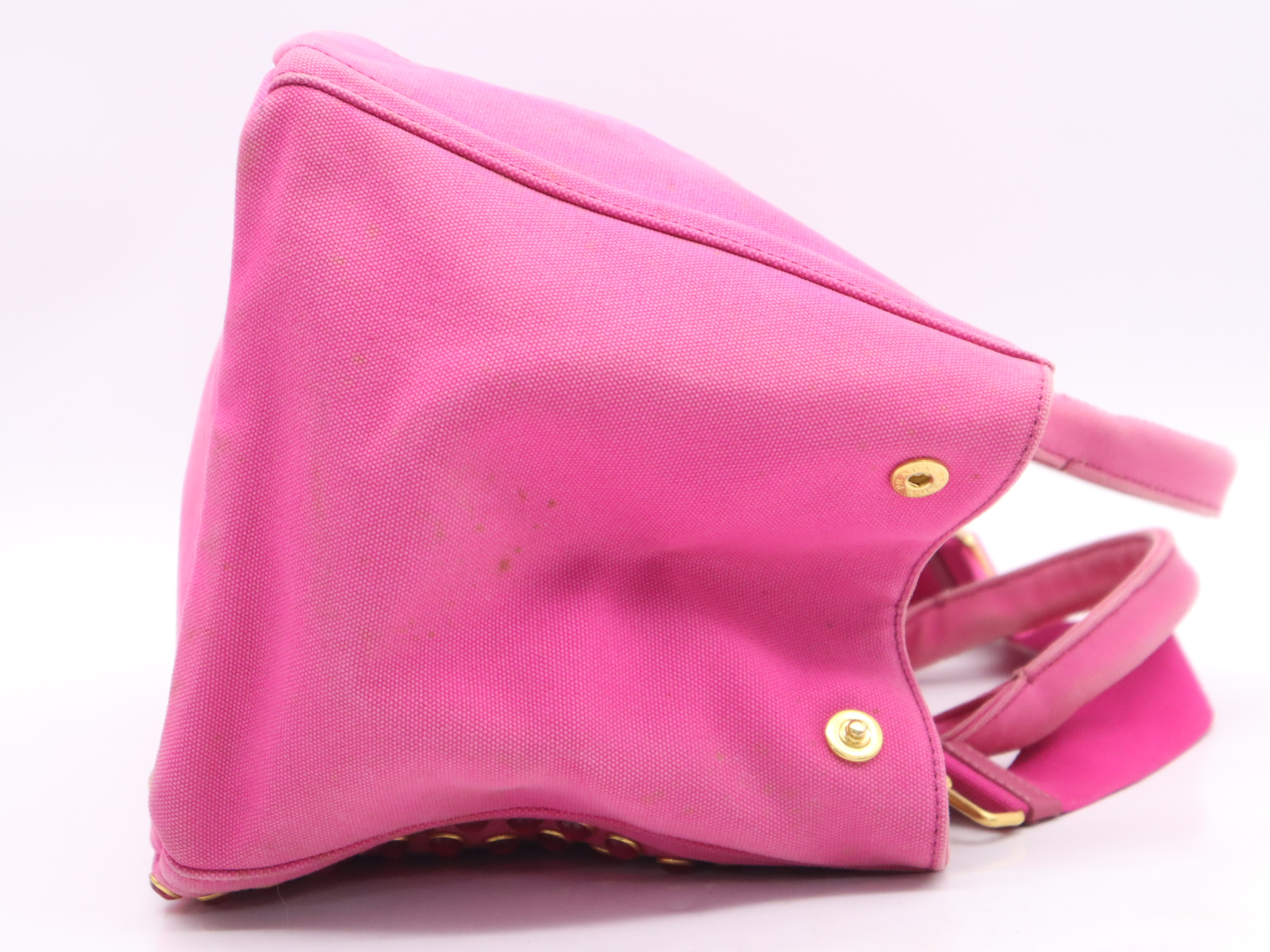 Denim Canapa Bijou Studded 2-Way Tote Bag, Pink, Gold Hardware, with Shoulder Strap, Handbag — view 5