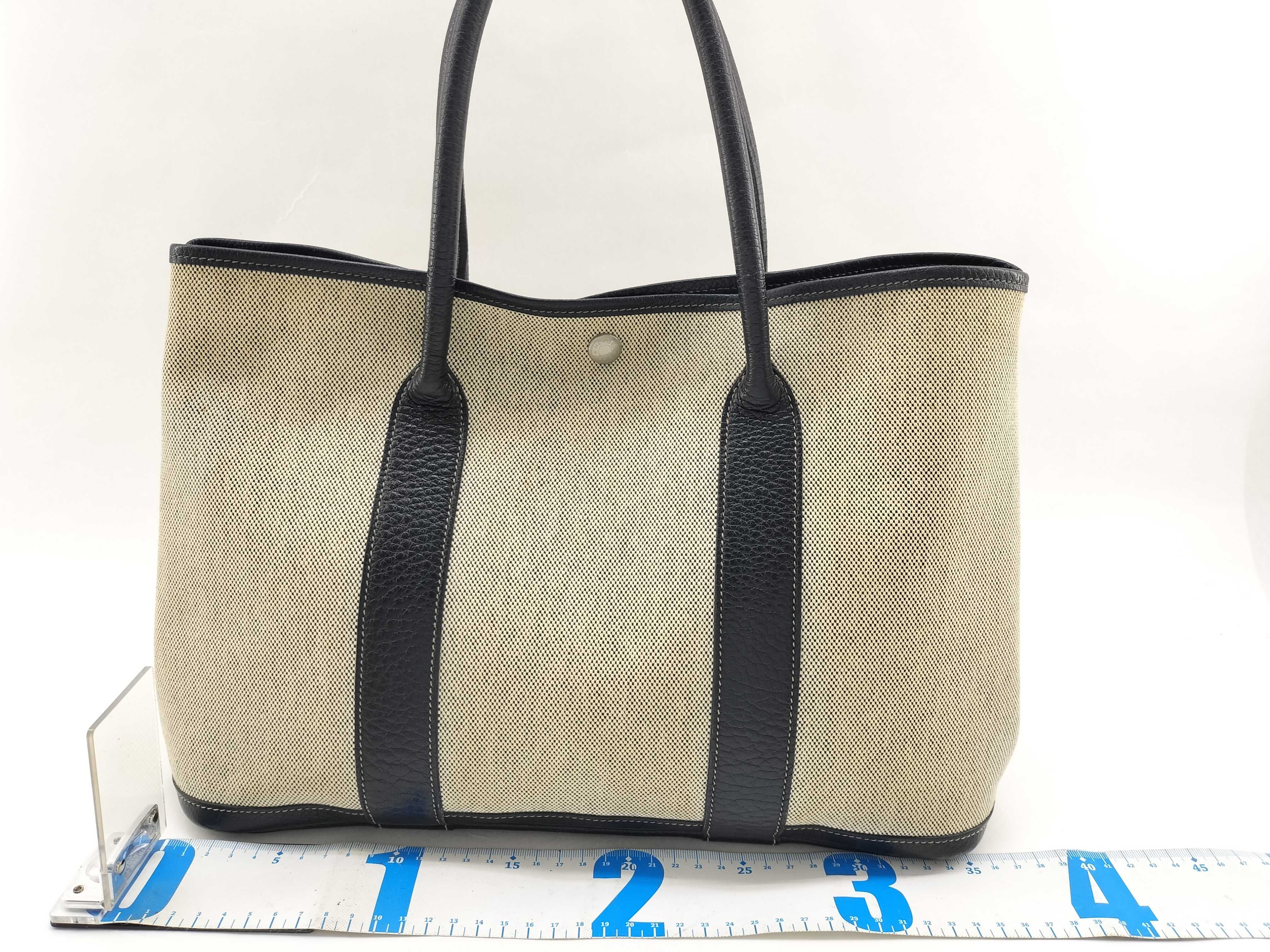 Garden Party PM Toile Leather Navy H Stamp Tote Bag — view 2