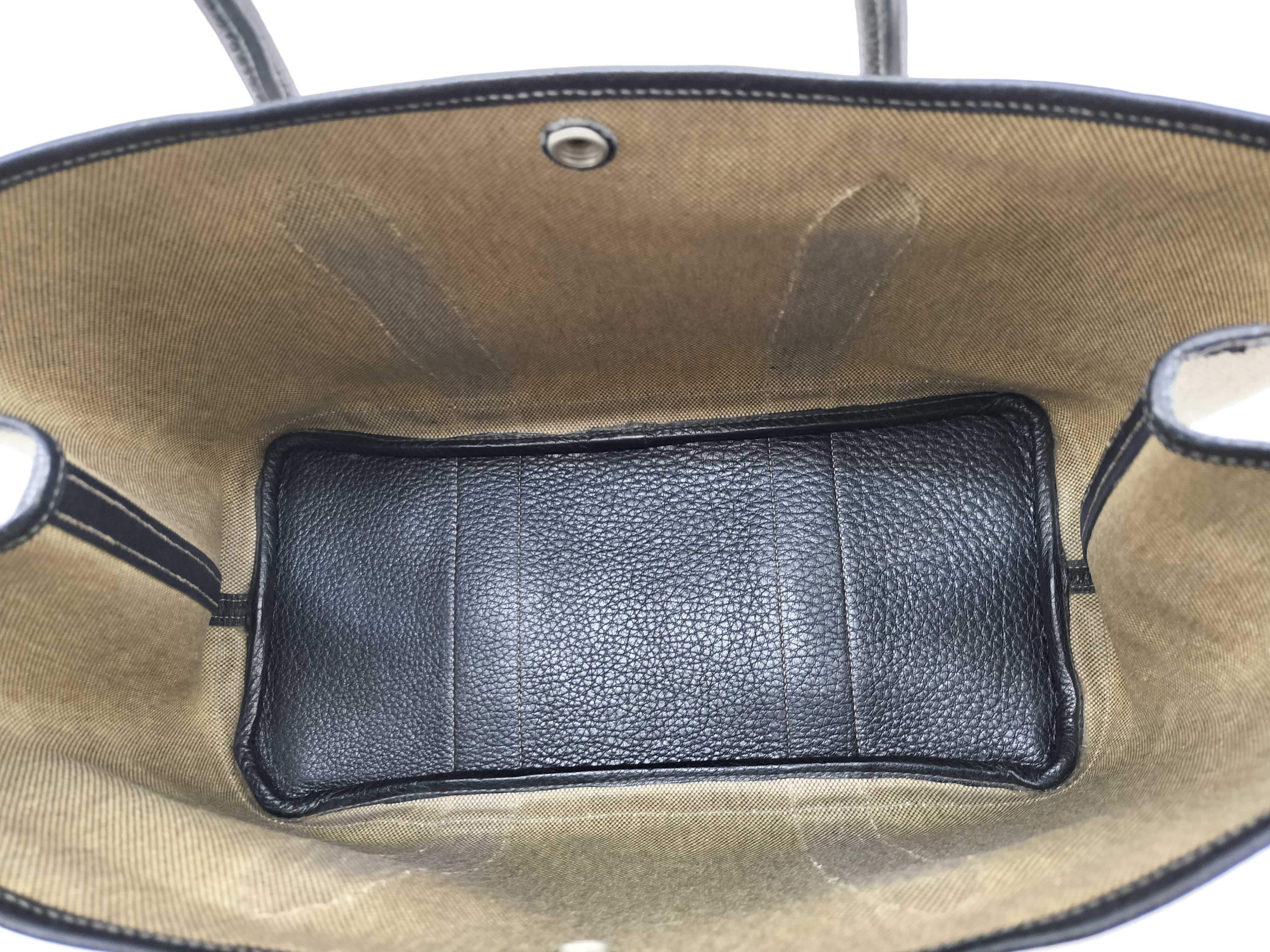 Garden Party PM Toile Leather Navy H Stamp Tote Bag — view 11