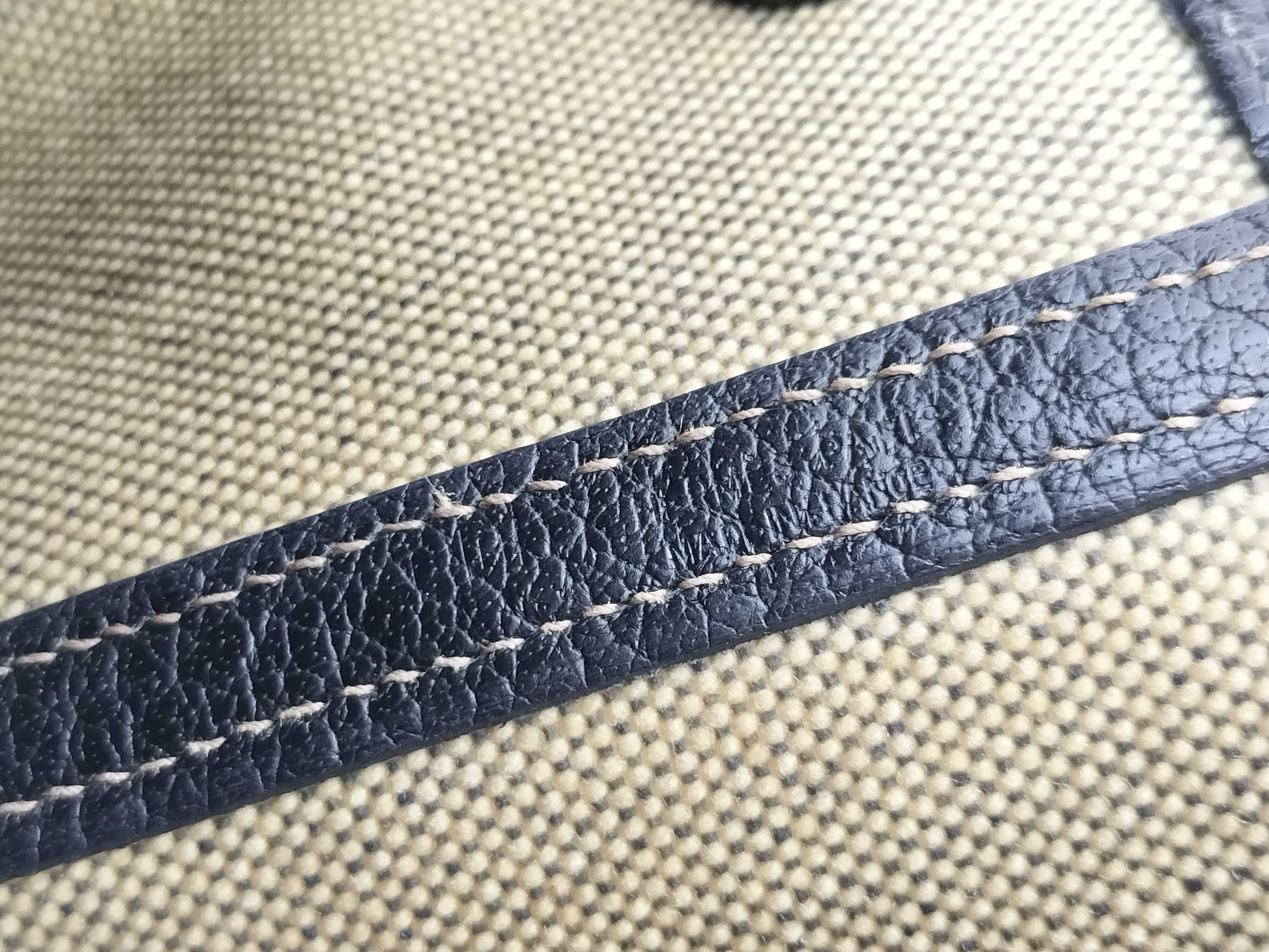 Garden Party PM Toile Leather Navy H Stamp Tote Bag — view 14