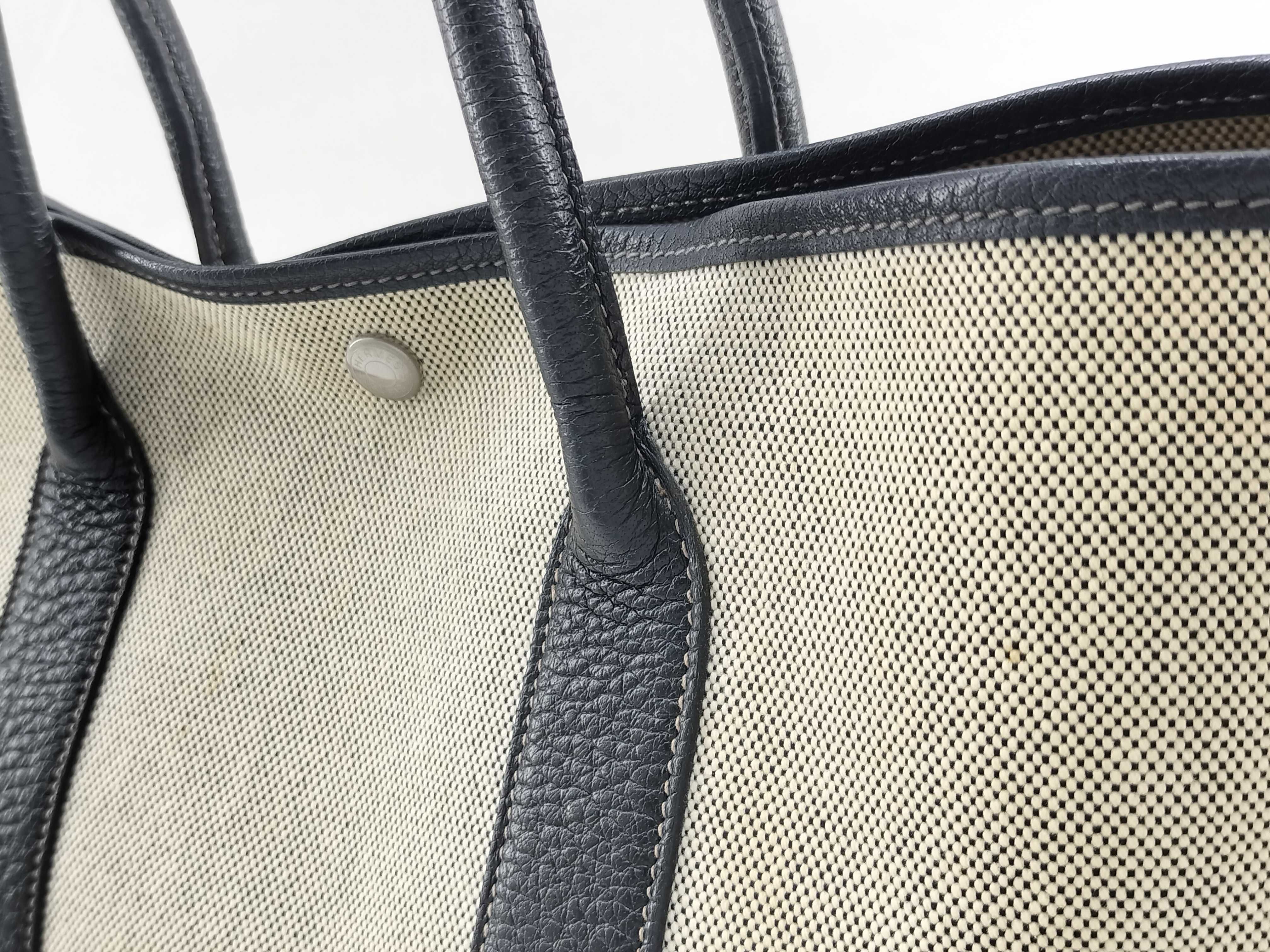 Garden Party PM Toile Leather Navy H Stamp Tote Bag — view 3