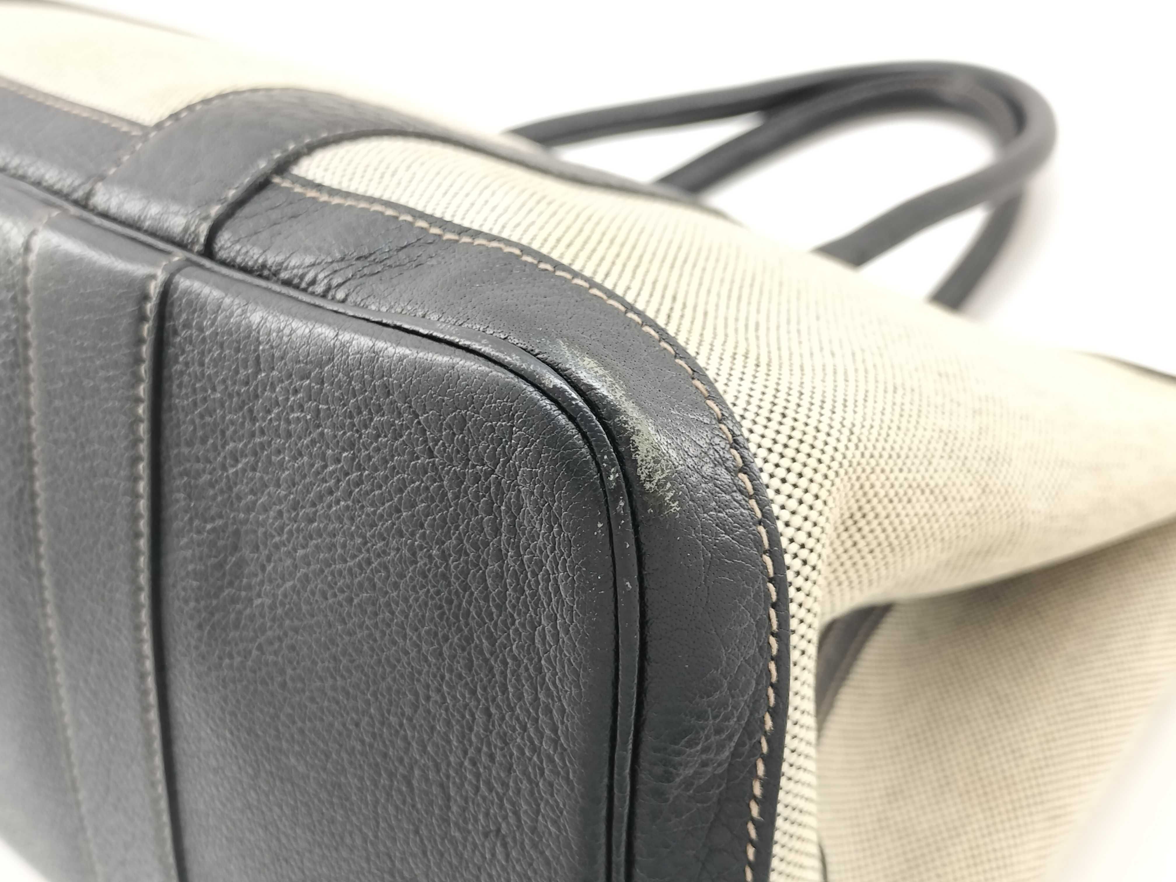 Garden Party PM Toile Leather Navy H Stamp Tote Bag — view 7