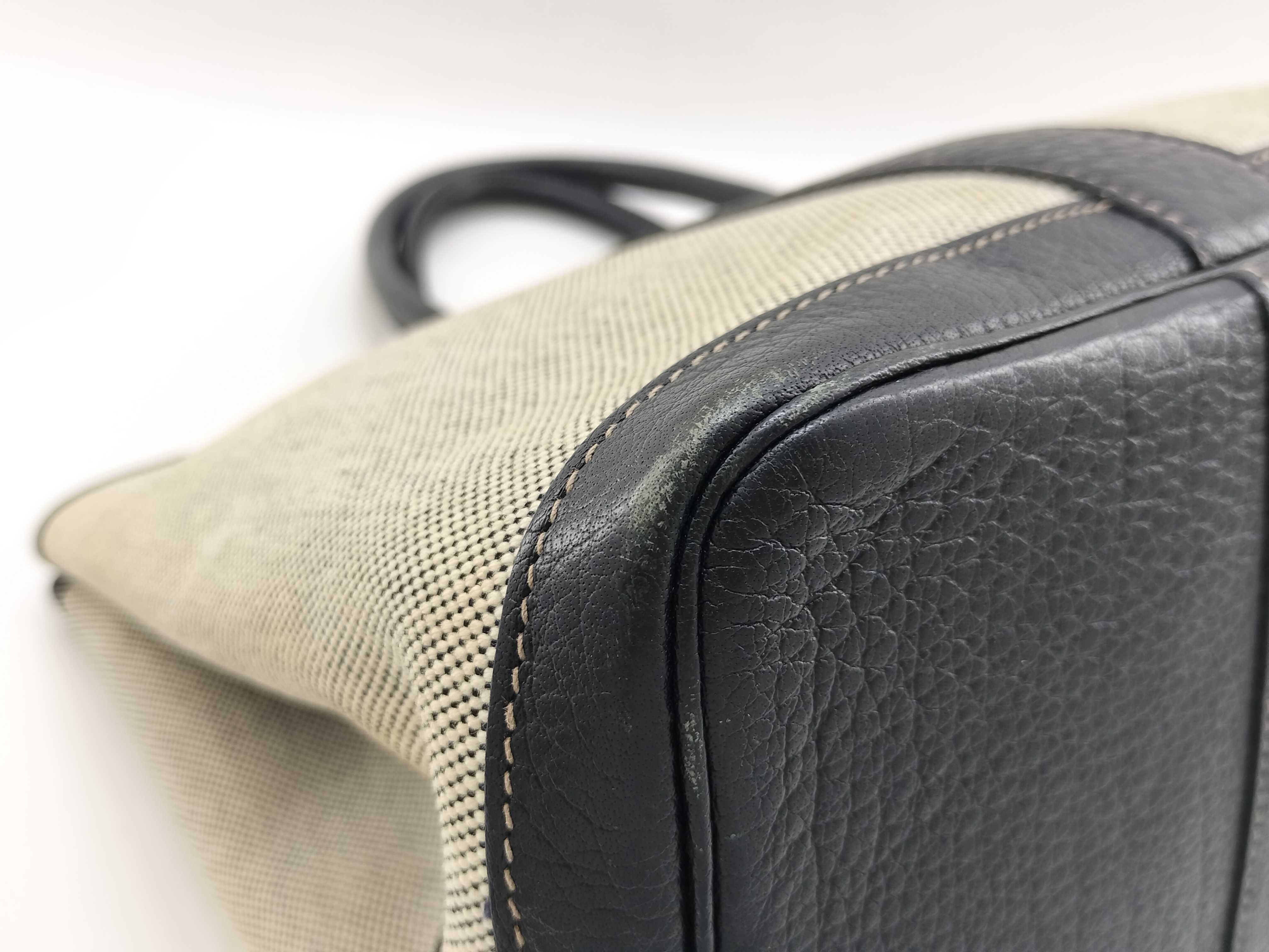 Garden Party PM Toile Leather Navy H Stamp Tote Bag — view 8