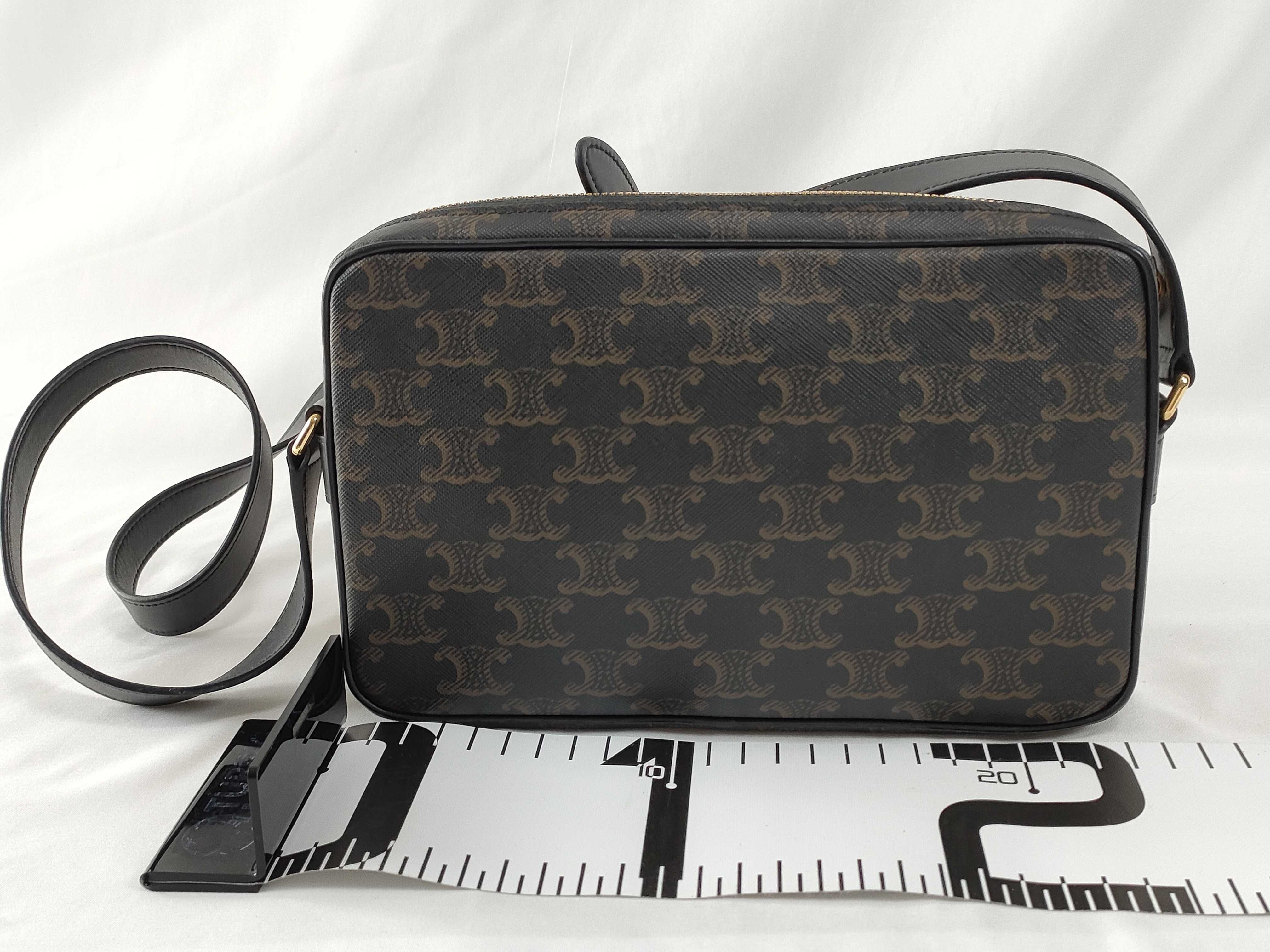 Triomphe Medium Messenger PVC x Leather Shoulder Bag, Black x Brown — view 2