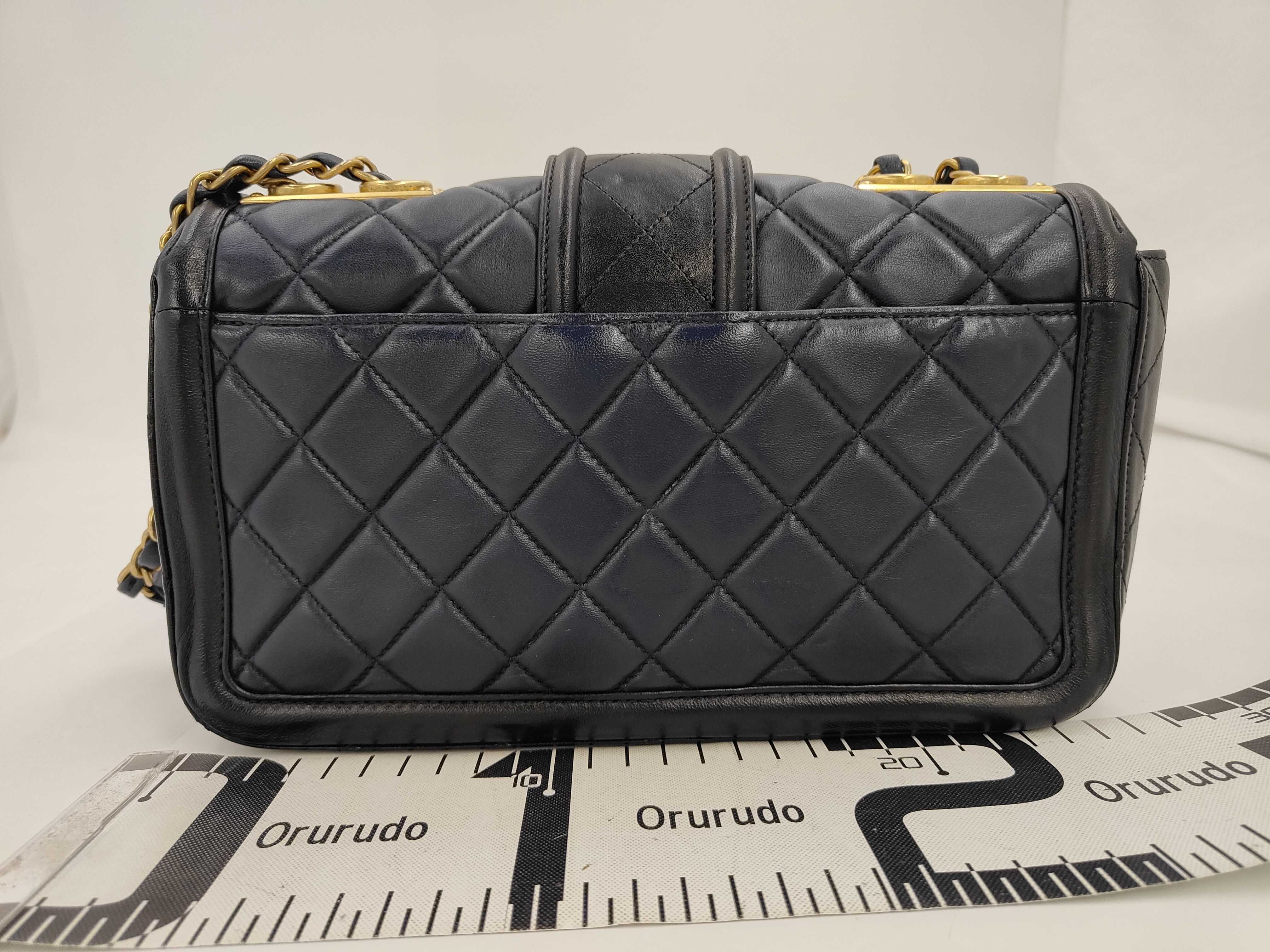 Matelassé Chain Shoulder Bag, Navy — view 2