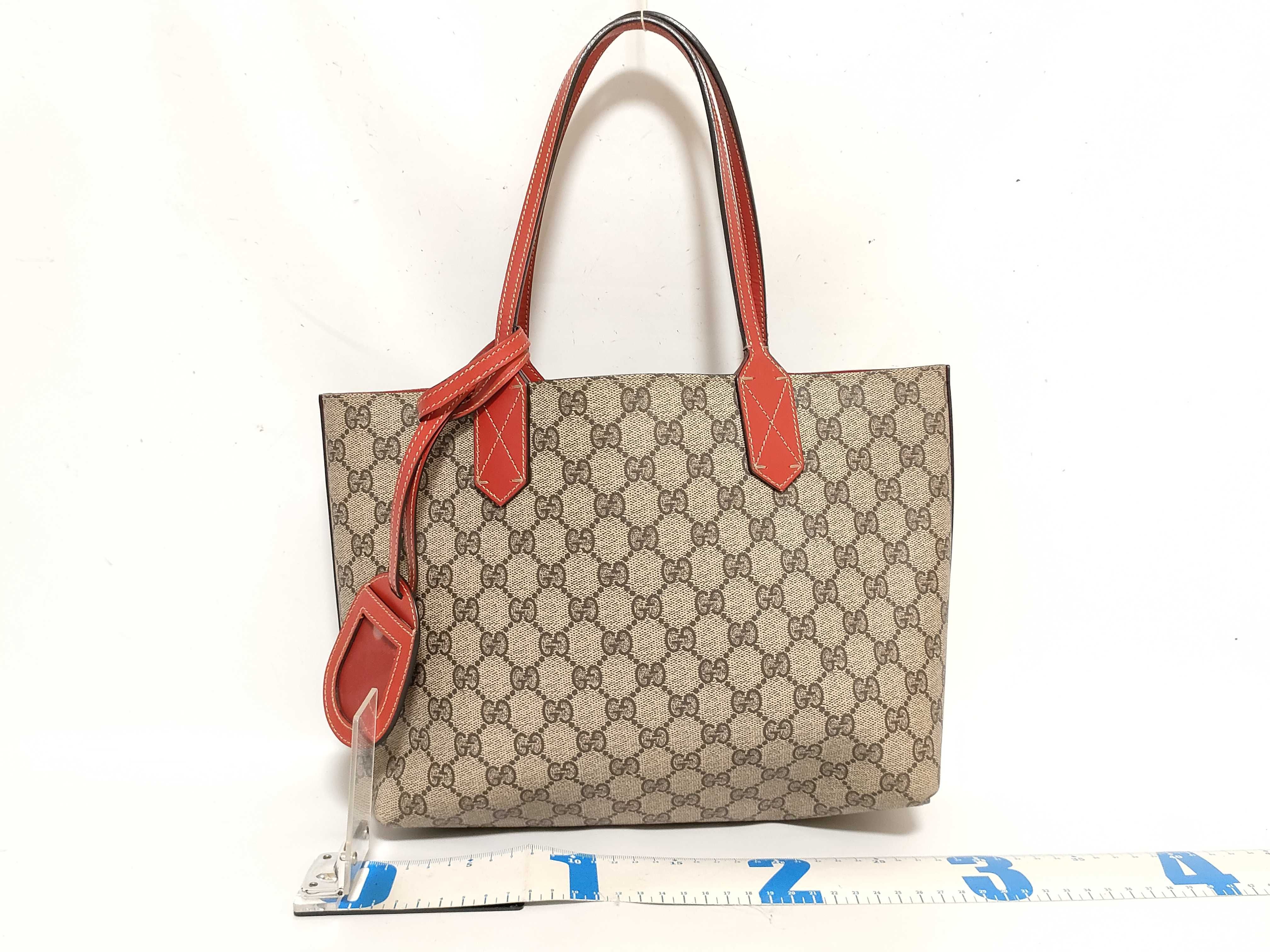 GG Supreme PVC x Leather Tote Bag, Red x Beige, 372613 Tote Bag — view 2