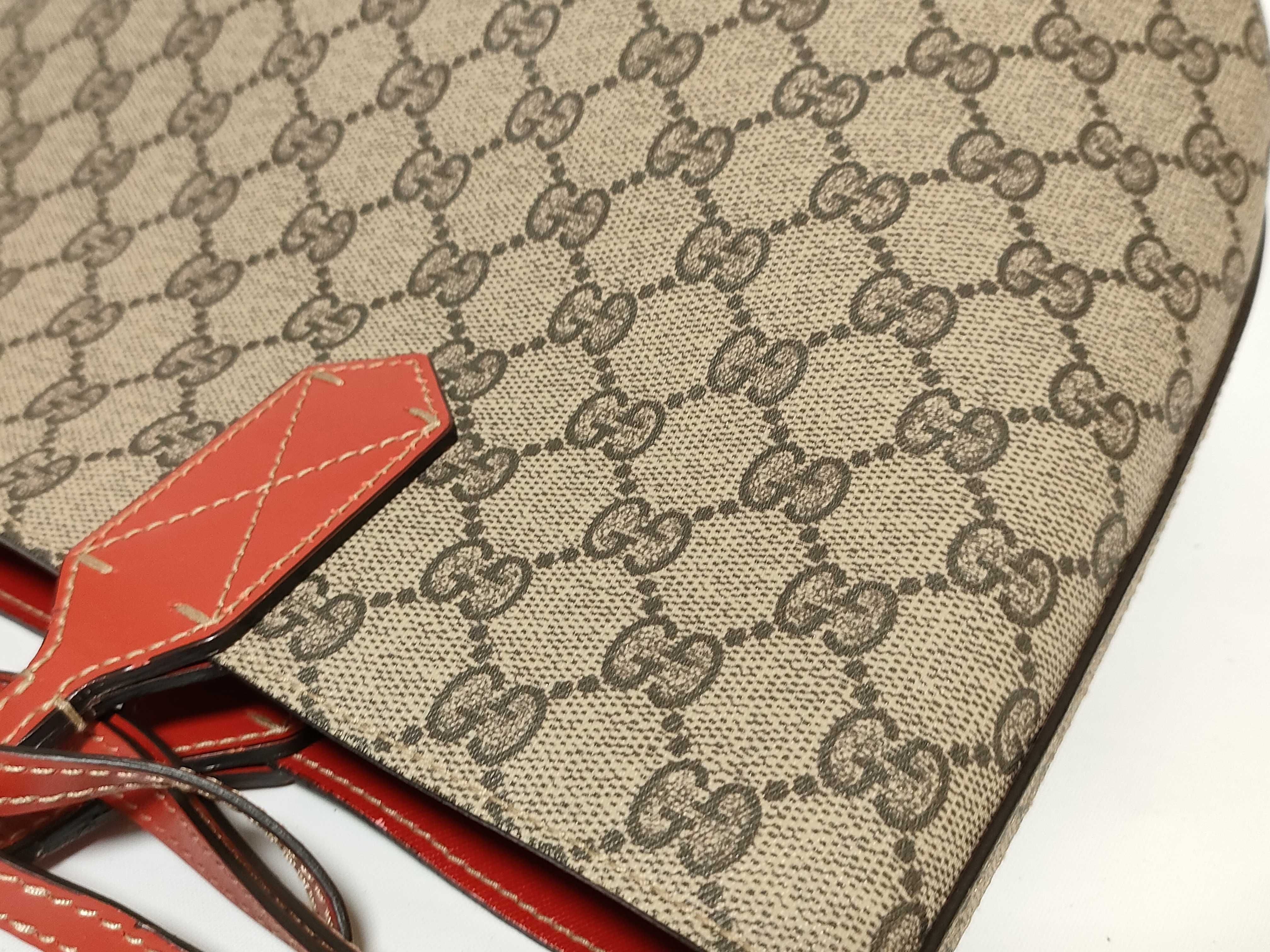 GG Supreme PVC x Leather Tote Bag, Red x Beige, 372613 Tote Bag — view 11
