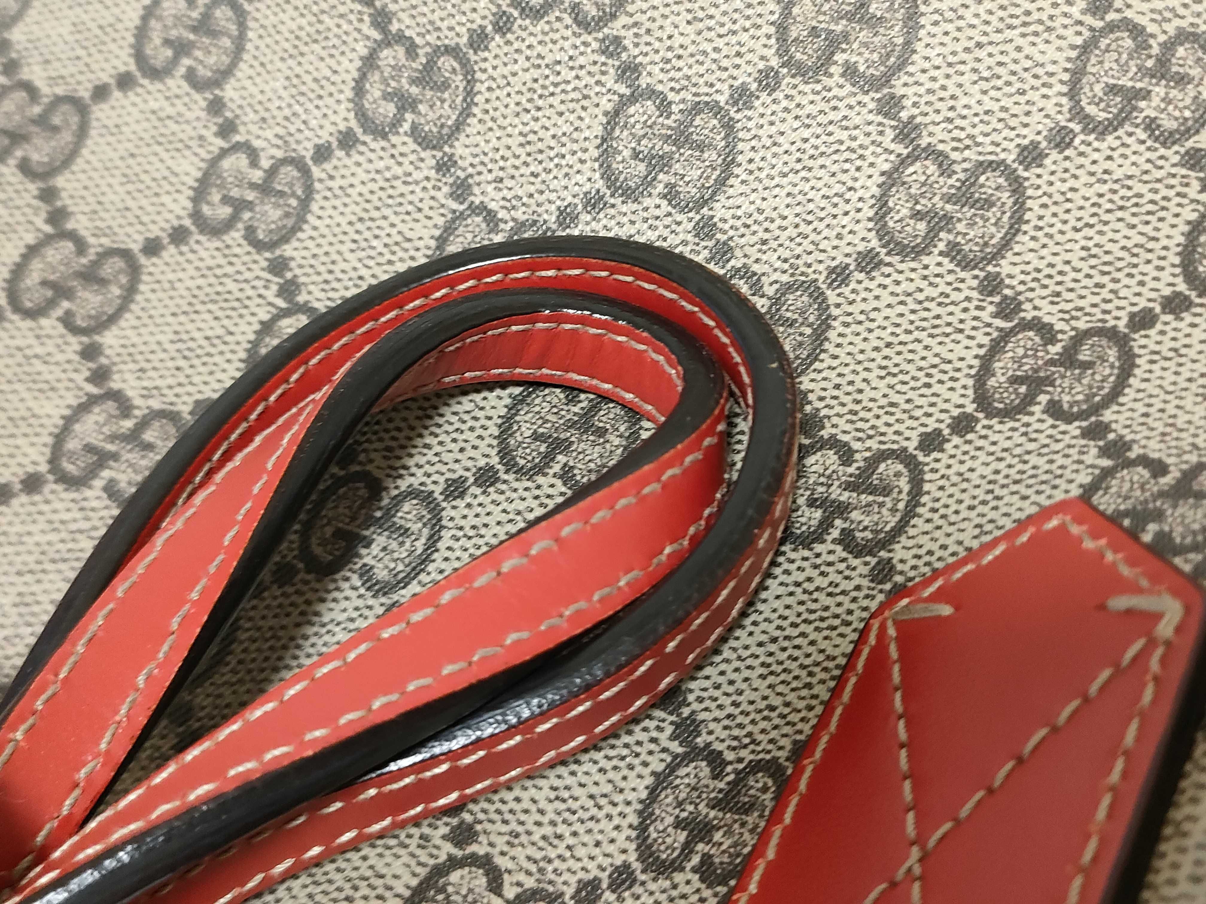 GG Supreme PVC x Leather Tote Bag, Red x Beige, 372613 Tote Bag — view 12