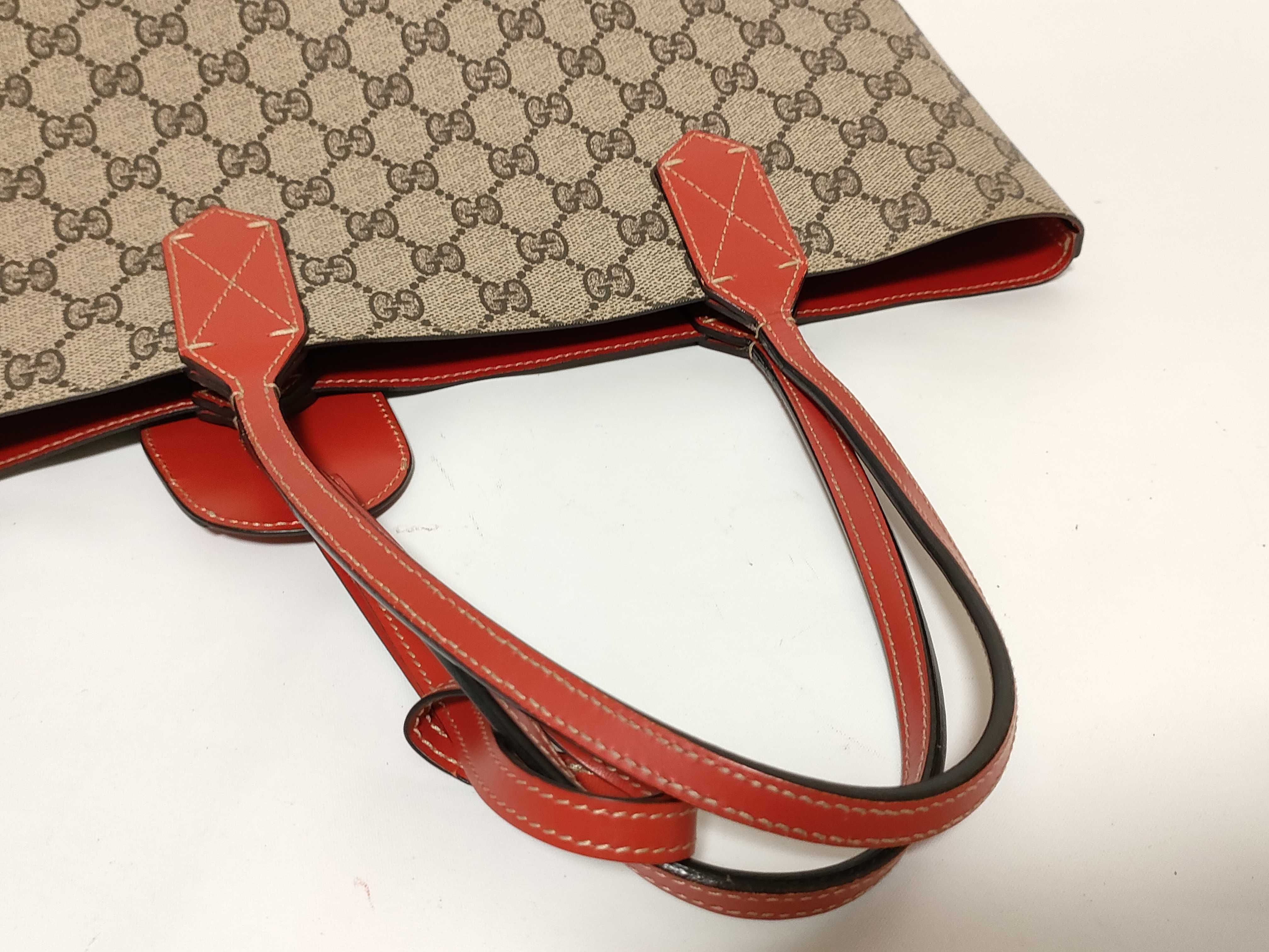 GG Supreme PVC x Leather Tote Bag, Red x Beige, 372613 Tote Bag — view 3