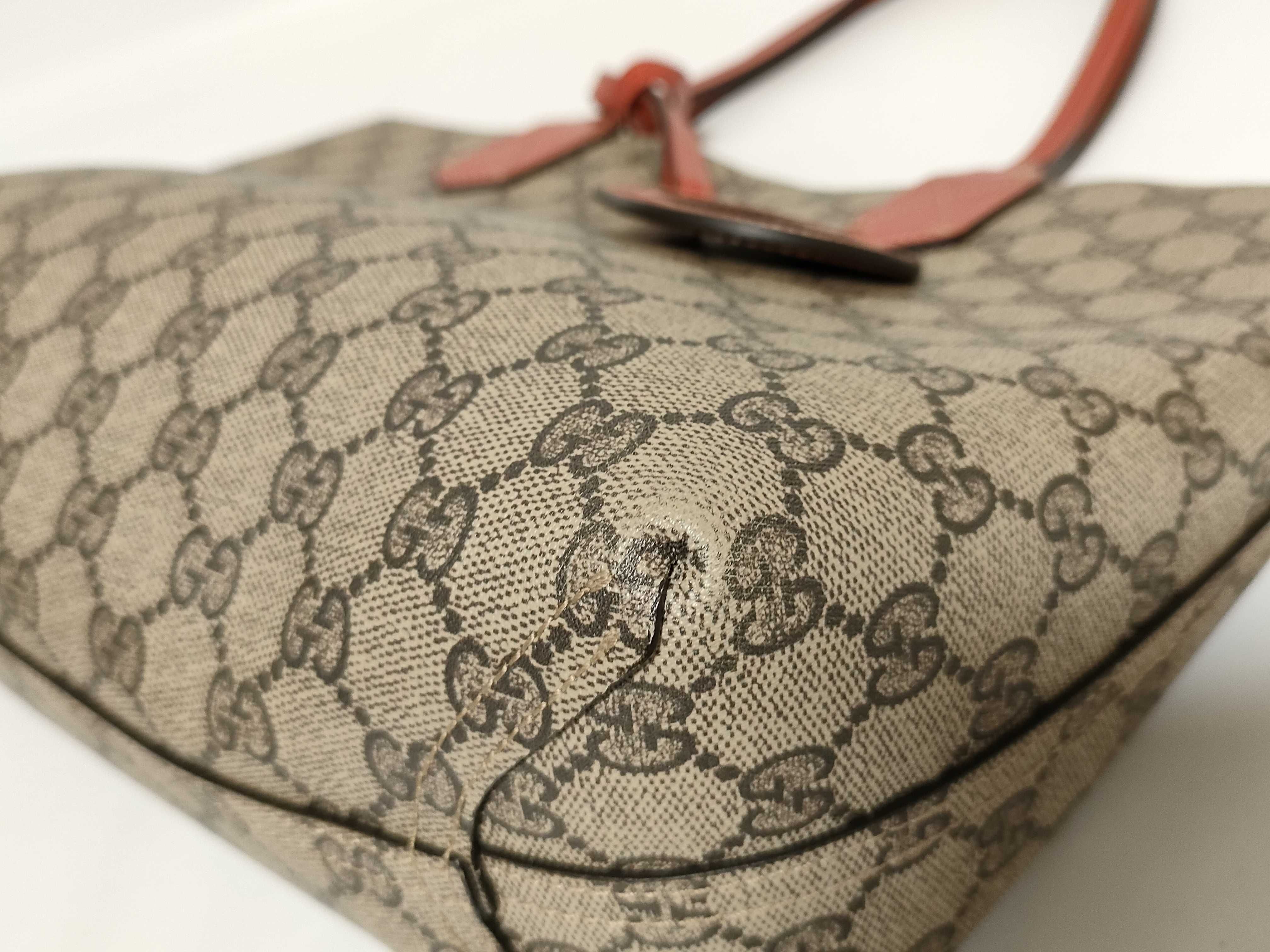 GG Supreme PVC x Leather Tote Bag, Red x Beige, 372613 Tote Bag — view 6