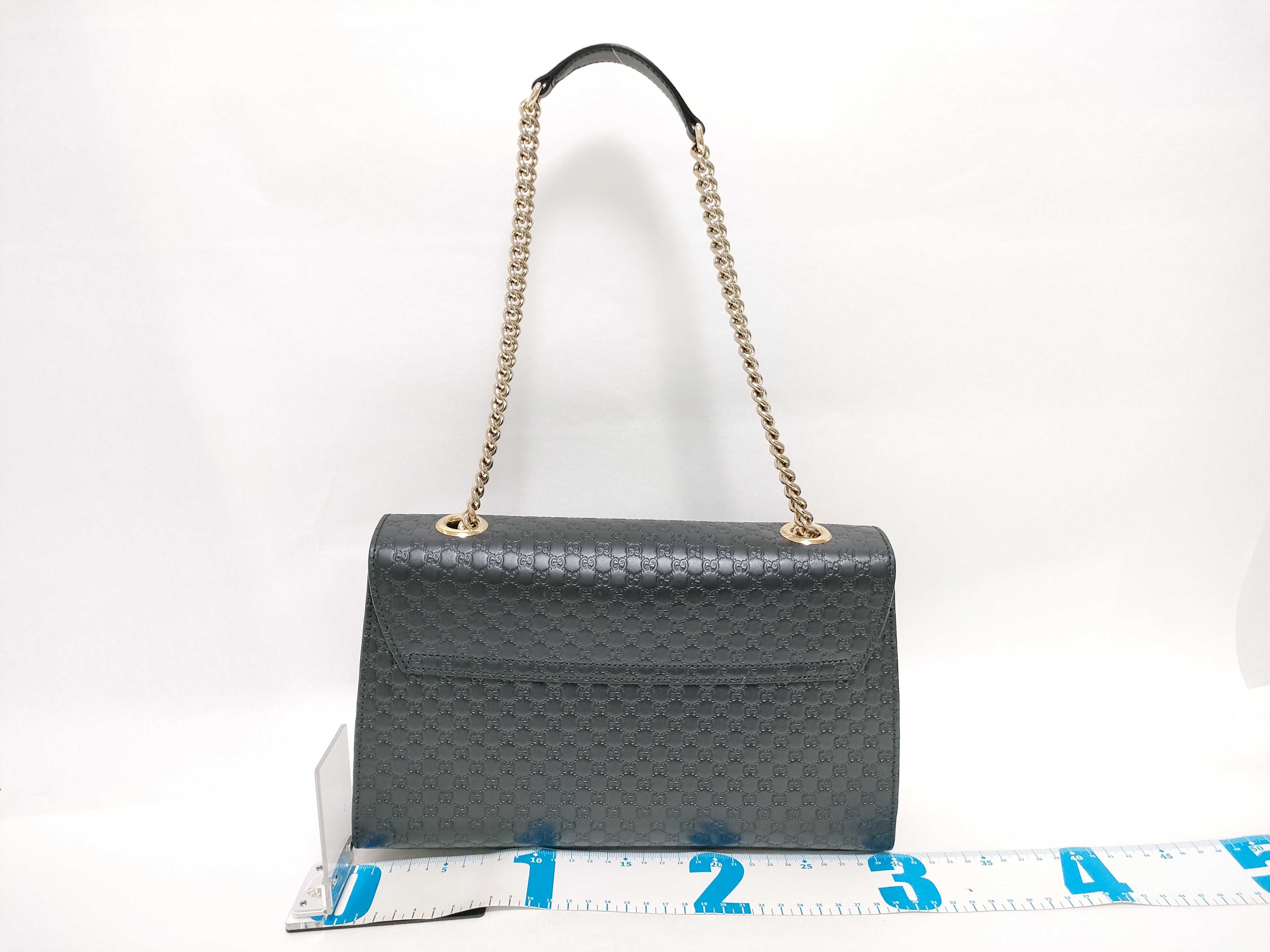 Microguccissima Emily Leather Chain Shoulder Bag, Black, 449635 (Outlet) — view 2