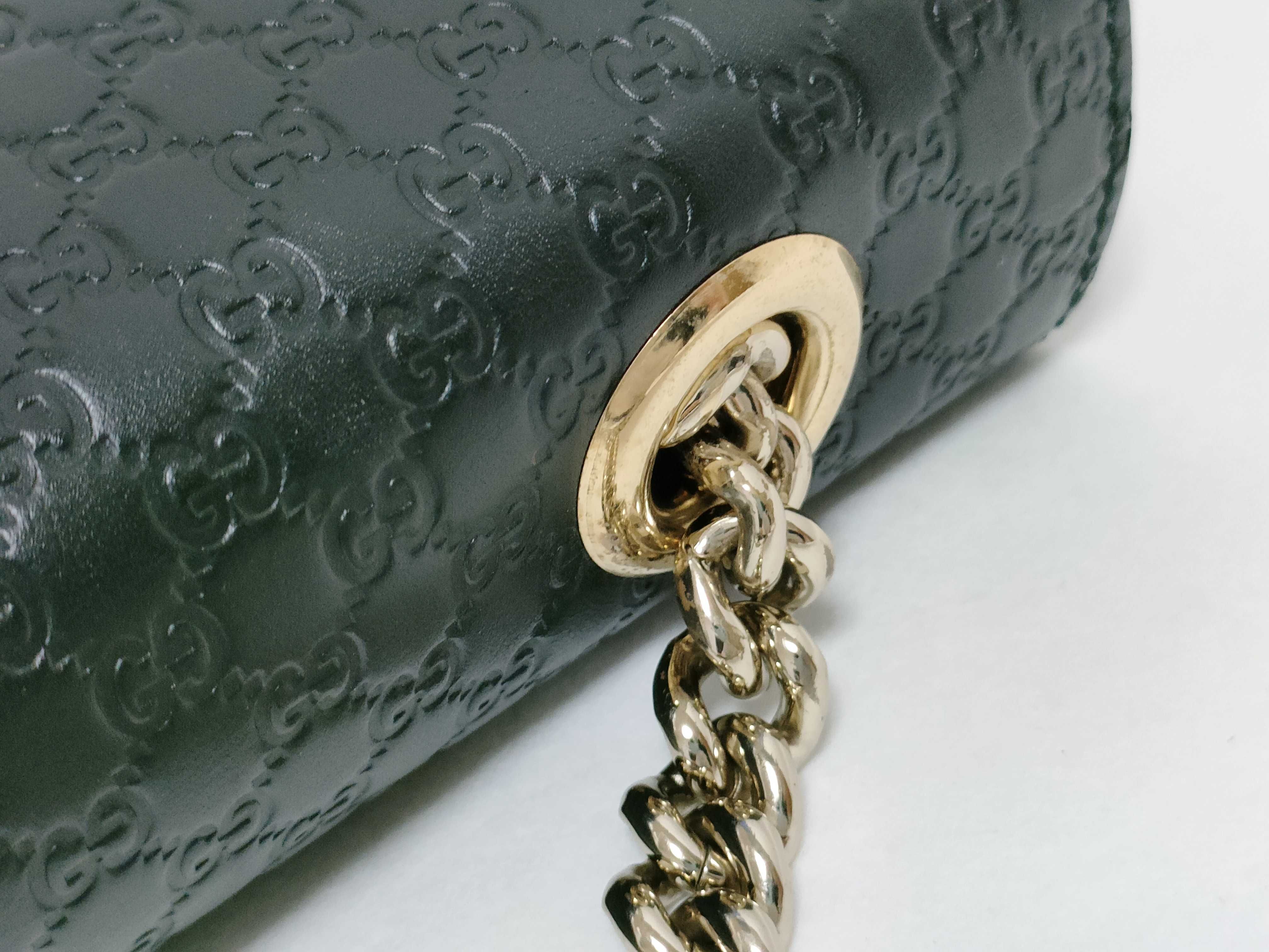 Microguccissima Emily Leather Chain Shoulder Bag, Black, 449635 (Outlet) — view 15