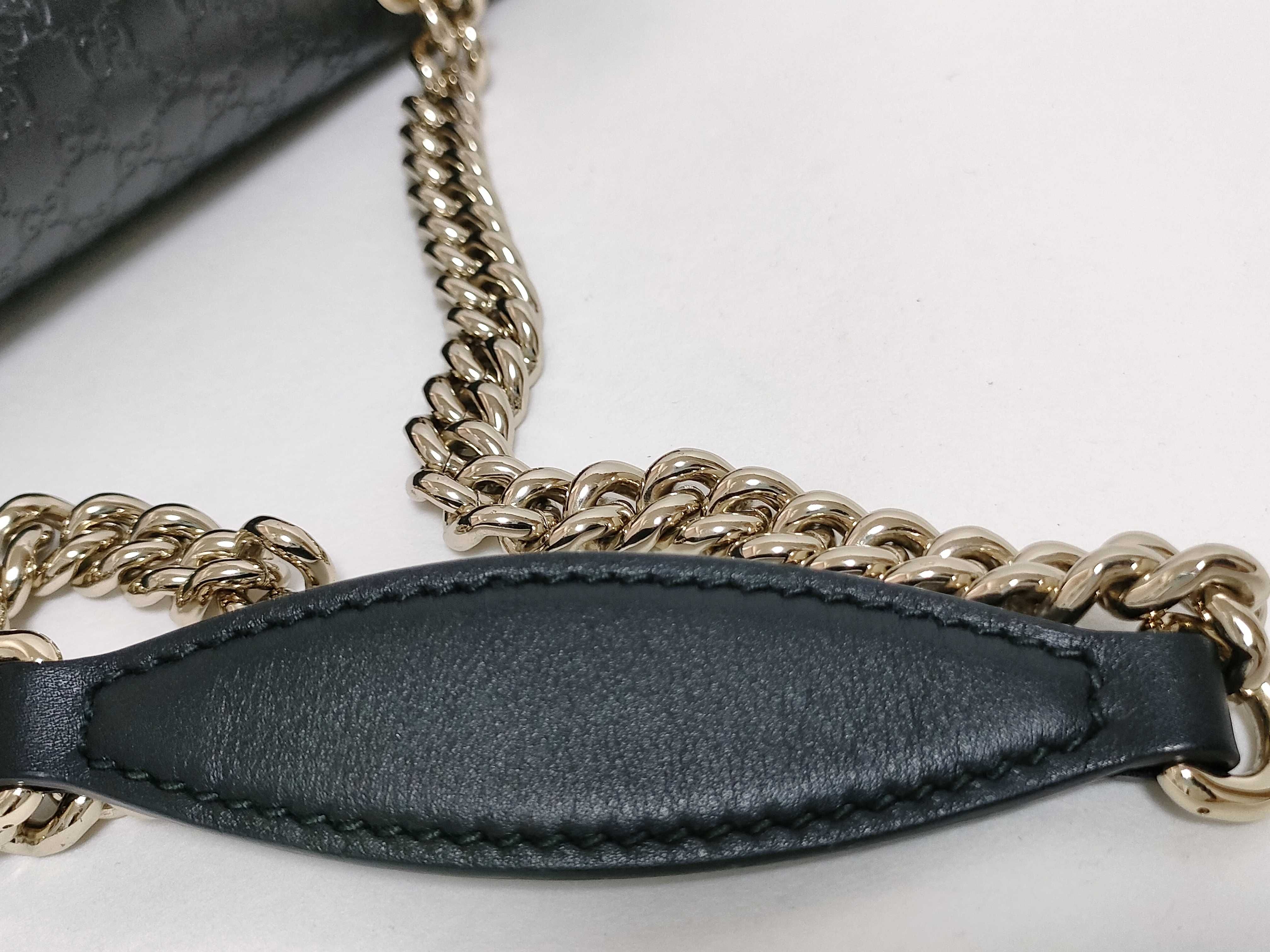 Microguccissima Emily Leather Chain Shoulder Bag, Black, 449635 (Outlet) — view 4