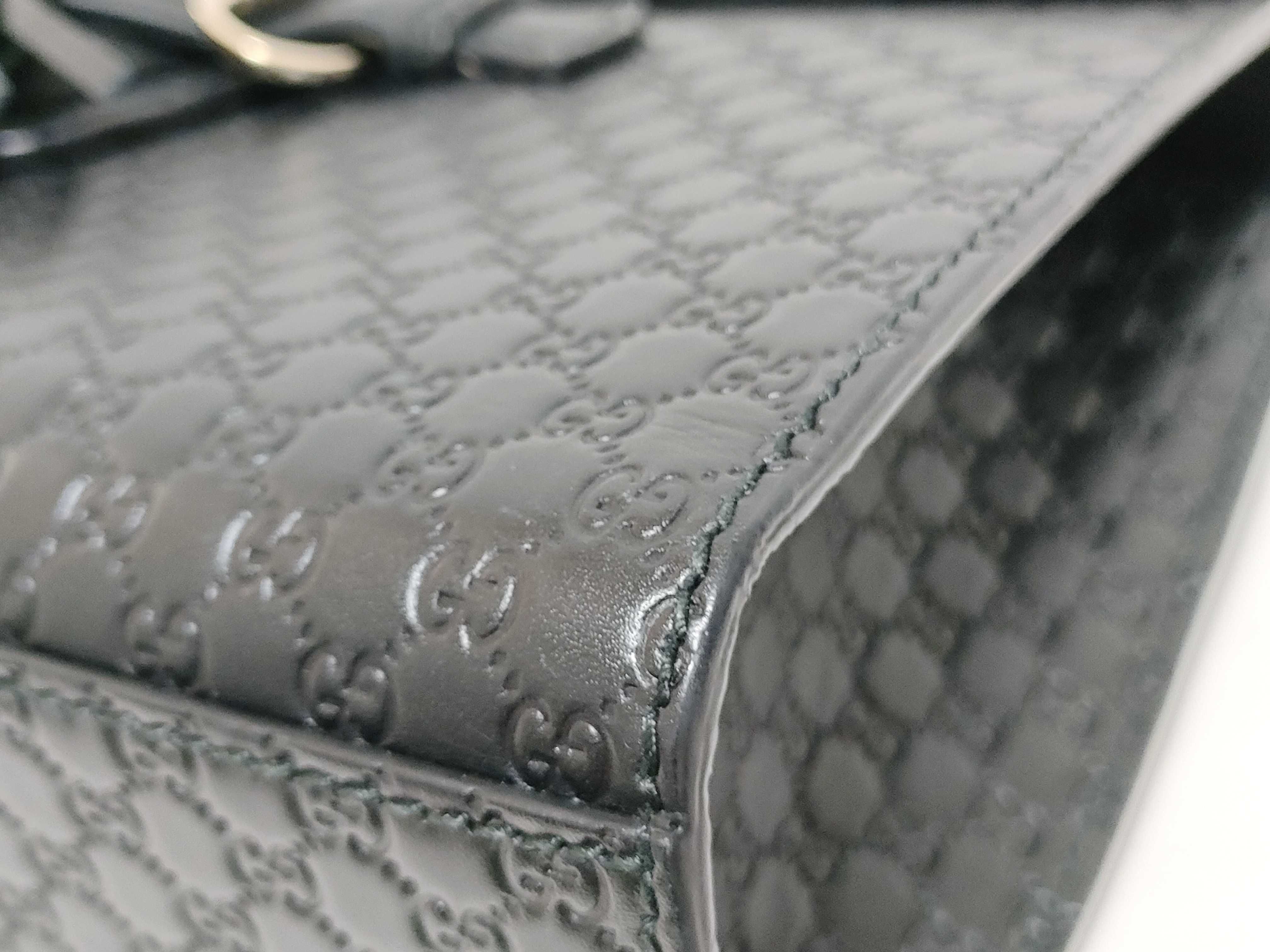 Microguccissima Emily Leather Chain Shoulder Bag, Black, 449635 (Outlet) — view 6